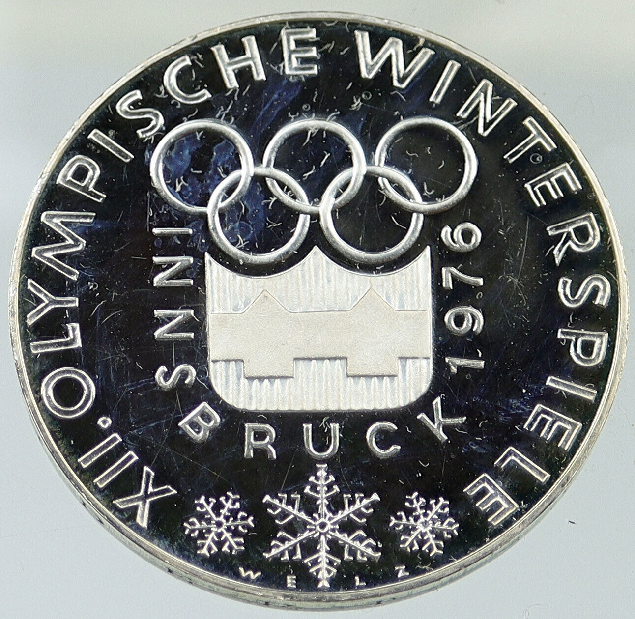 1976 AUSTRIA Innsbruck Winter OLYMPICS Proof Silver 100 Schilling Coin i116275