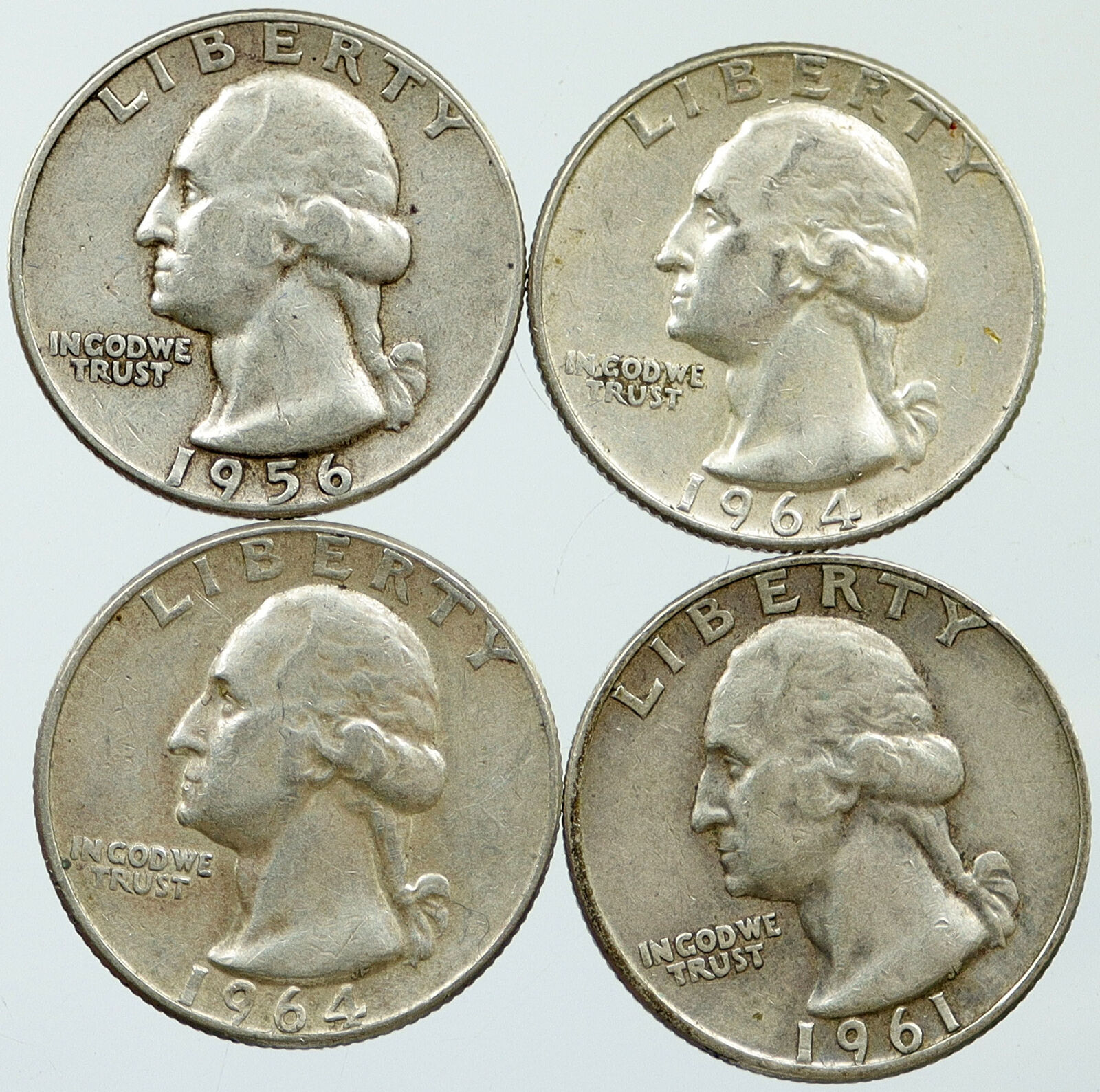 UNITED STATES USA Washington Group Lot of 4 Silver Quarters Coins GIFT i116333