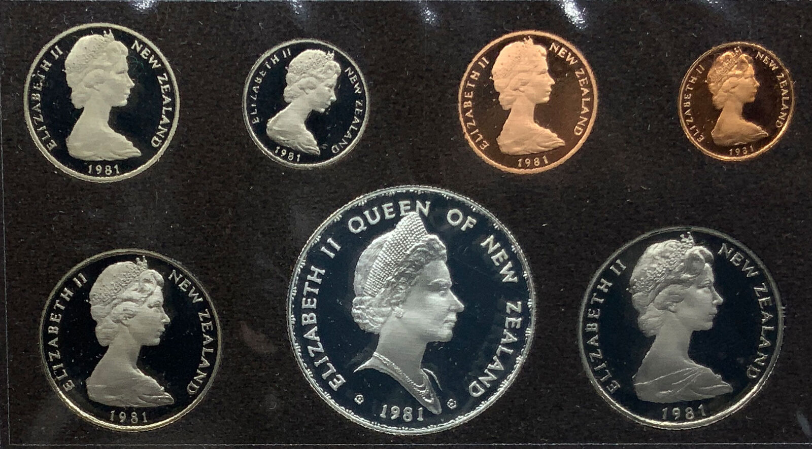 1981 NEW ZEALAND Elizabeth II ROYAL VISIT Proof Set 7 Coins 1 is Silver i114745