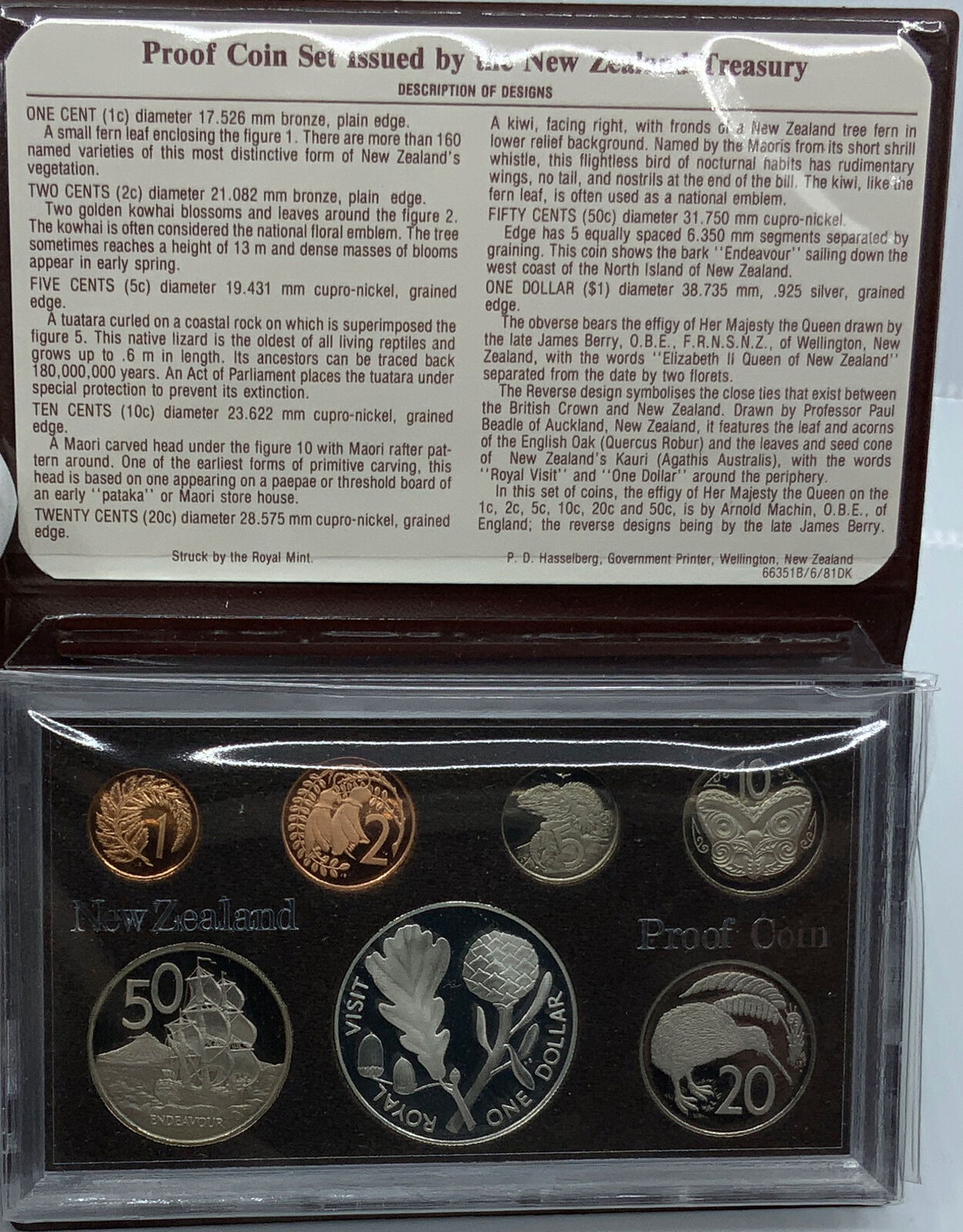 1981 NEW ZEALAND Elizabeth II ROYAL VISIT Proof Set 7 Coins 1 is Silver i114745