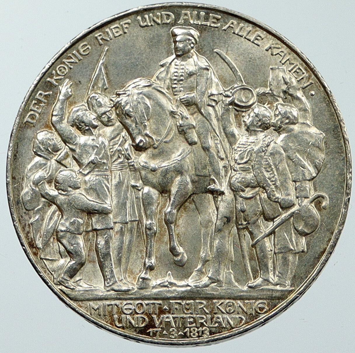1913 GERMANY William III Prussia War NAPOLEON Rare Silver 3 Mark Coin i116578