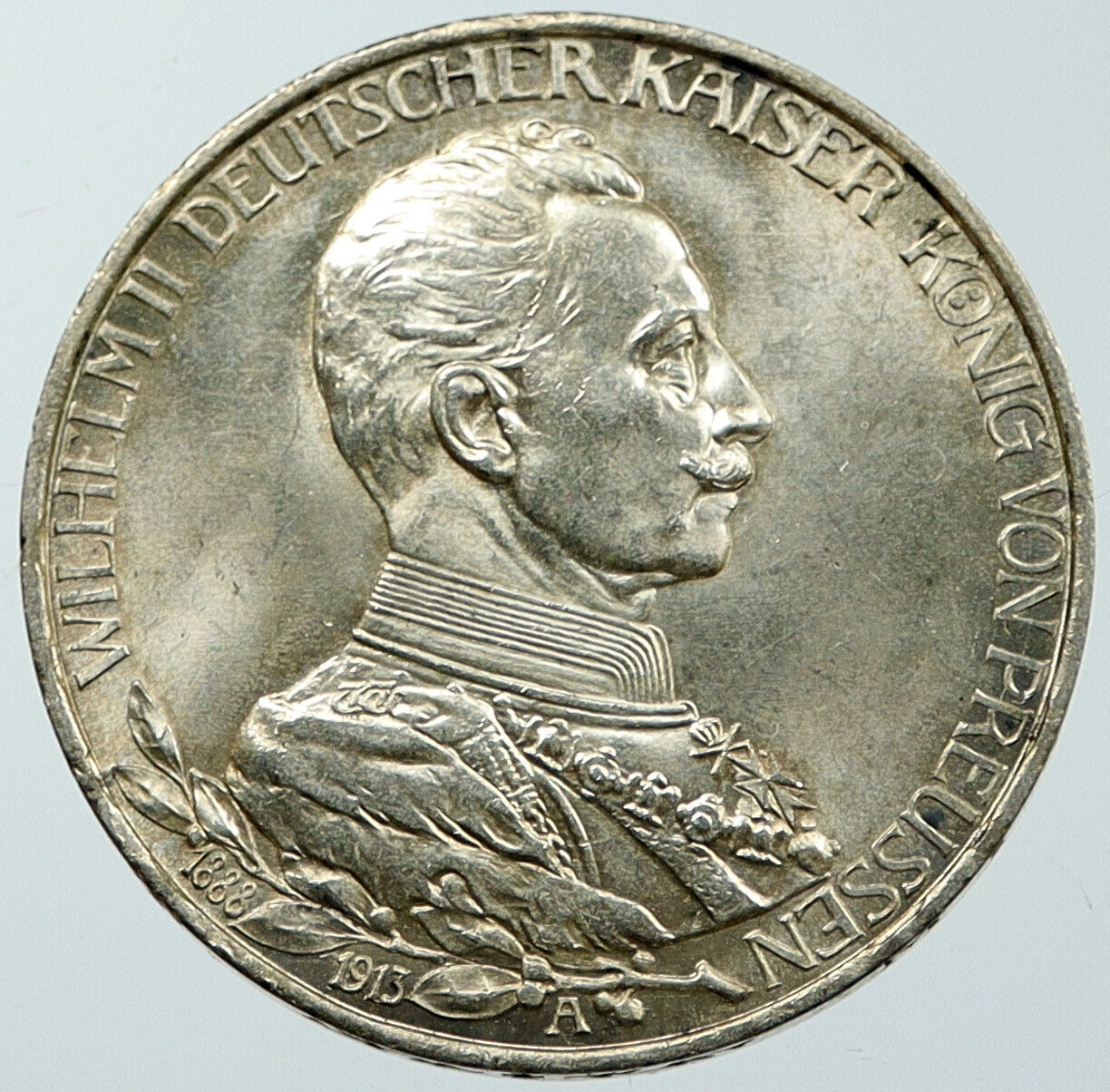 1913 A GERMANY GERMAN STATES PRUSSIA WILHELM II Old Silver 3 Marks Coin i116583