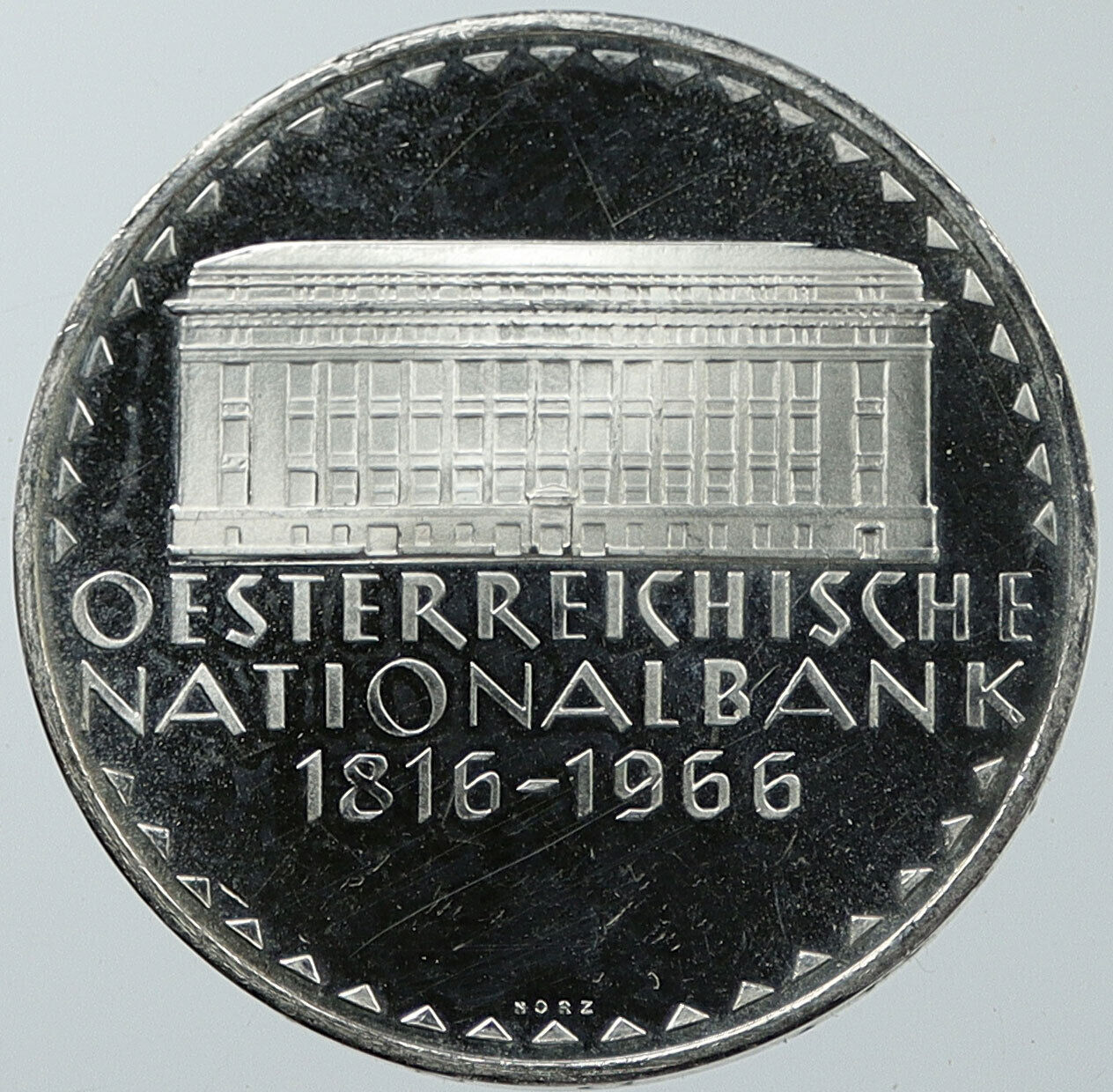 1966 AUSTRIA National Bank Building Old Proof Silver 50 Shillings Coin i116641