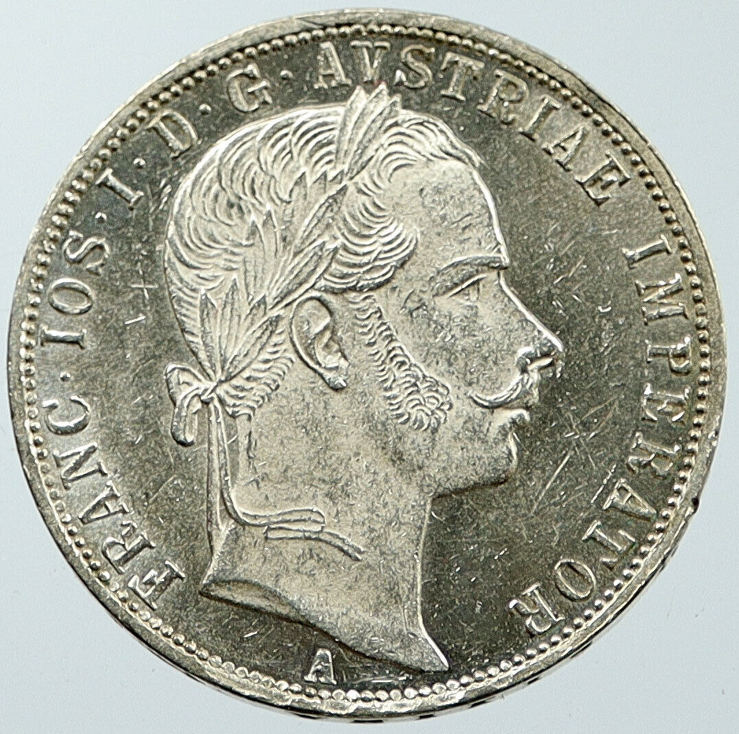 1860 A AUSTRIA KING FRANZ JOSEPH I Eagle Proof-like Silver Florin Coin i116573