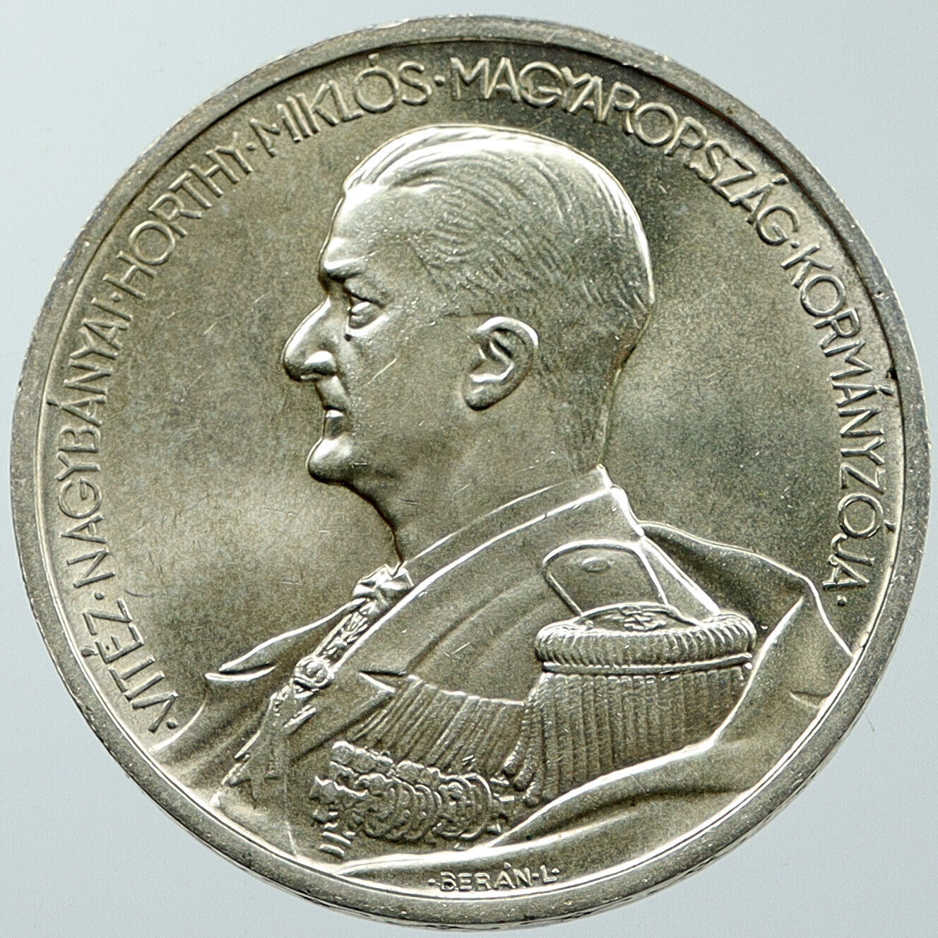 1939 HUNGARY Admiral Miklos Horthy Antique Silver 5 Pengo Hungarian Coin i116577