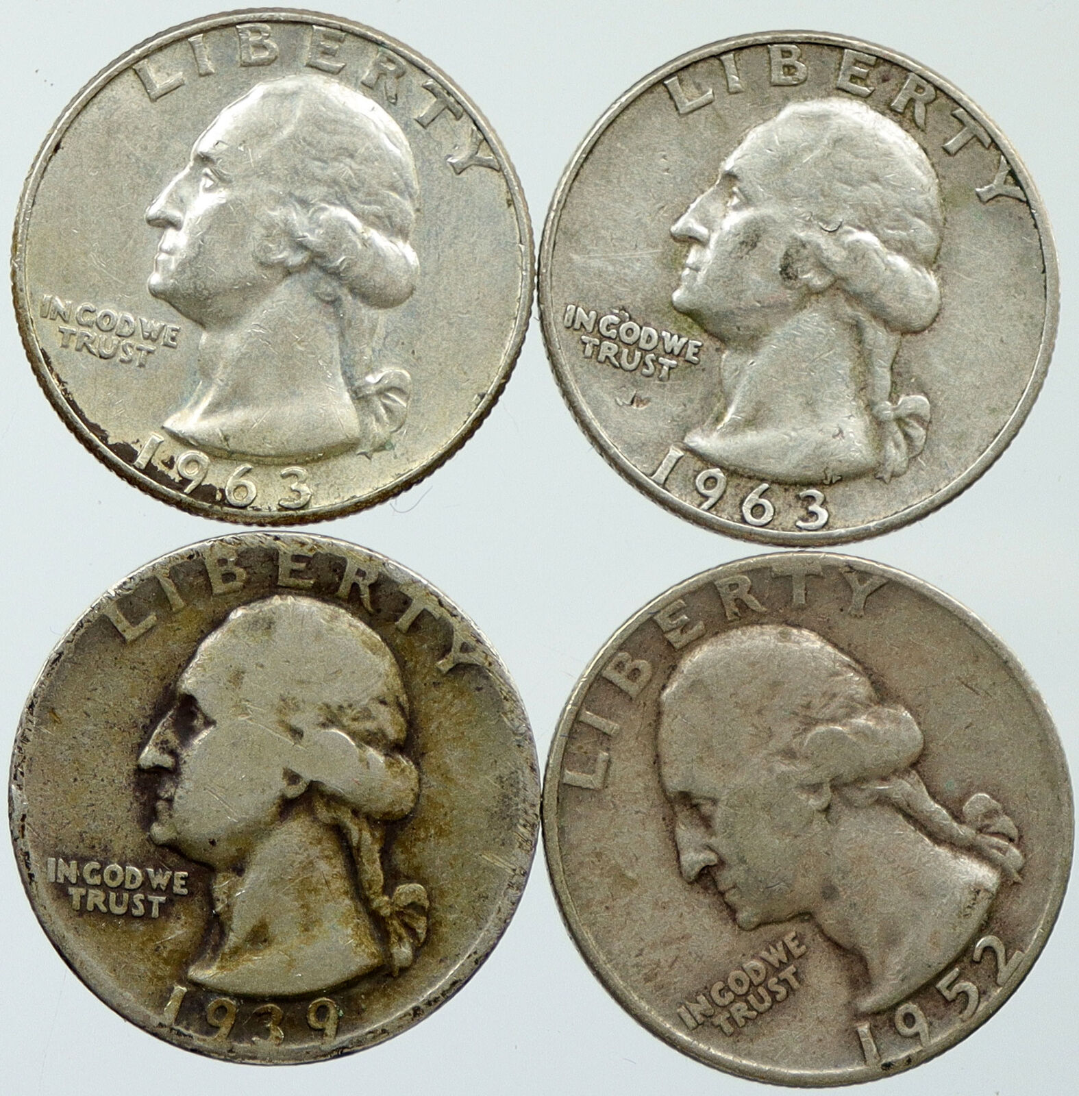 UNITED STATES USA Washington Group Lot of 4 Silver Quarters Coins GIFT i116332