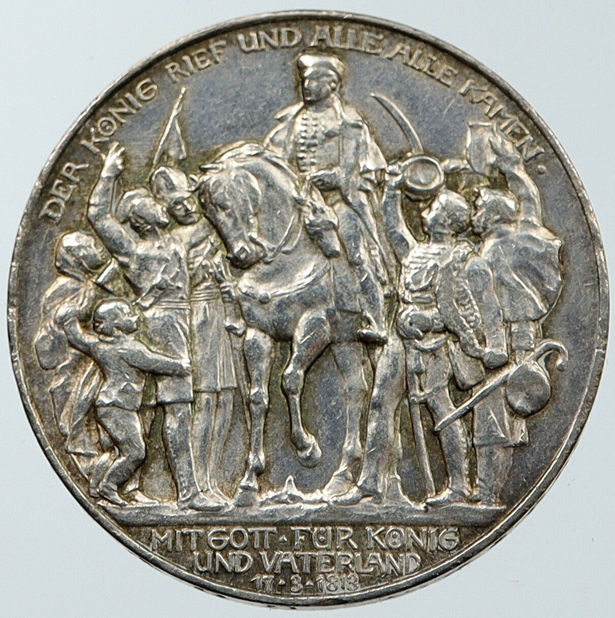 1913 GERMANY William III Prussia War NAPOLEON Rare Silver 3 Mark Coin i116574