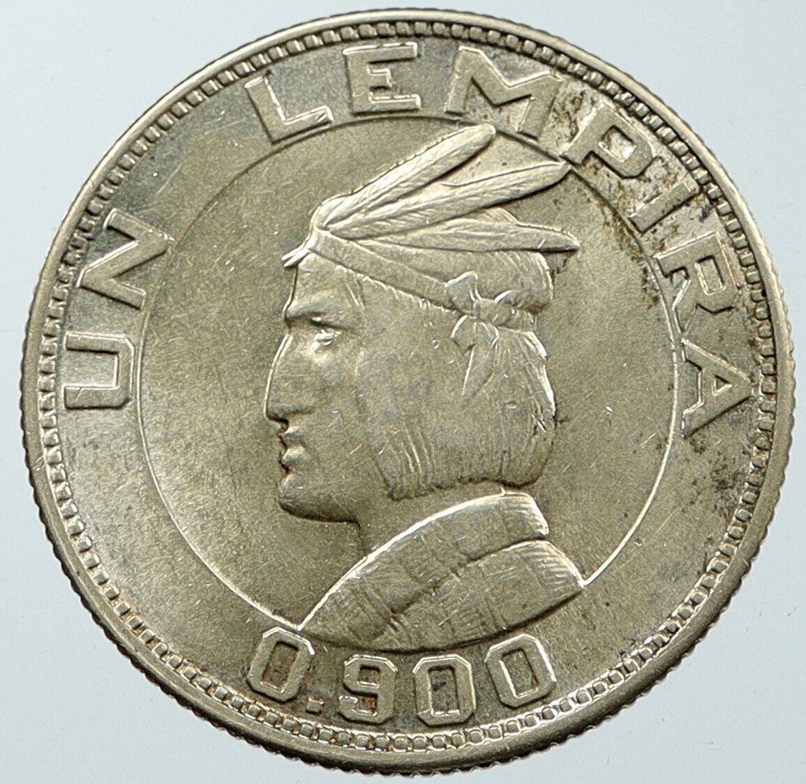 1937 HONDURAS War Chieftain Lempira VINTAGE OLD Silver Lempira Coin i116572