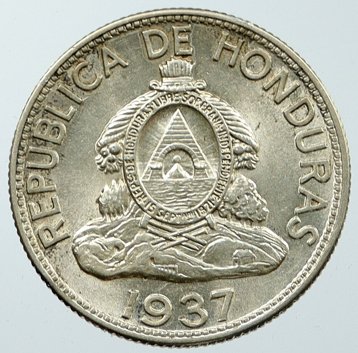 1937 HONDURAS War Chieftain Lempira VINTAGE OLD Silver Lempira Coin i116572