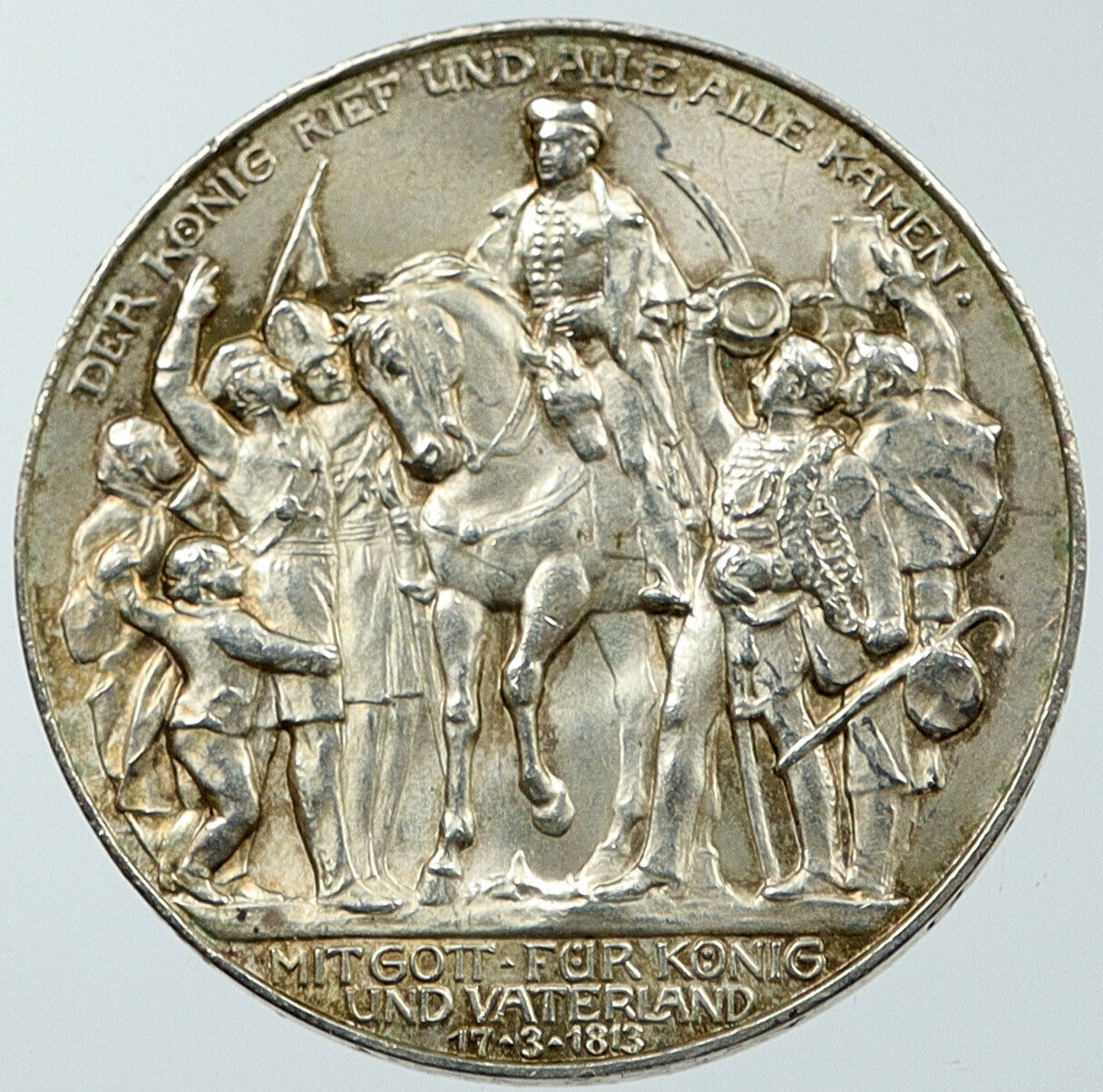 1913 GERMANY William III Prussia War NAPOLEON Rare Silver 3 Mark Coin i116581