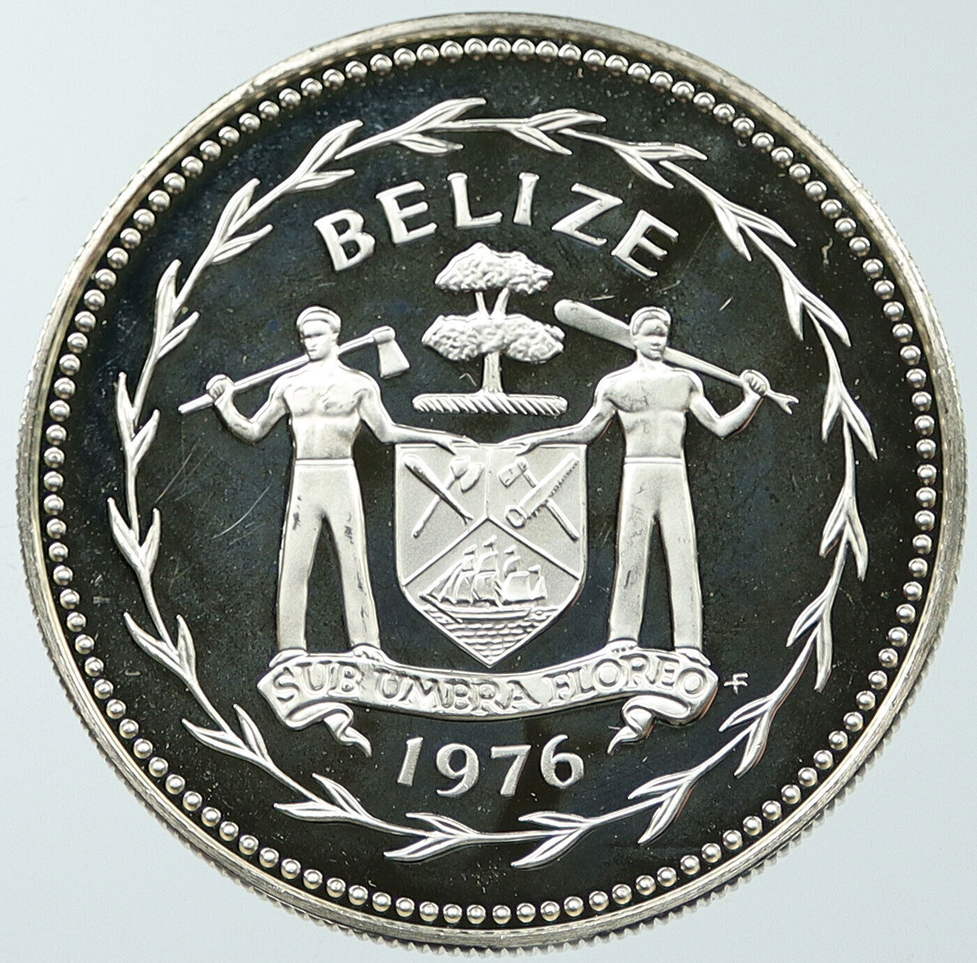 1976 BELIZE Avifauna Toucan BIRD Antique VINTAGE Proof Silver $5 Coin i116647