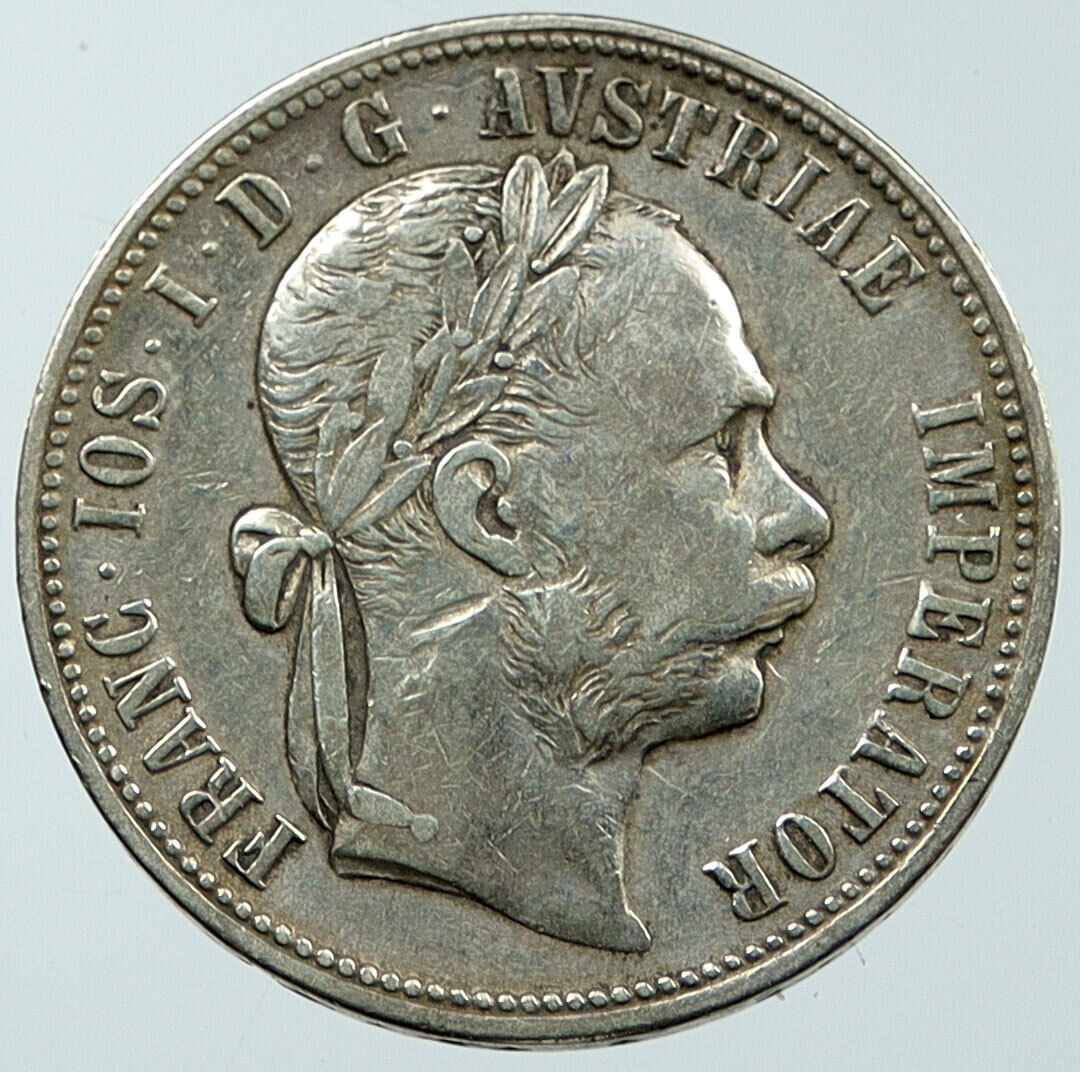 1888 AUSTRIA King FRANZ JOSEPH I Vintage OLD Antique Silver Florin Coin i116652