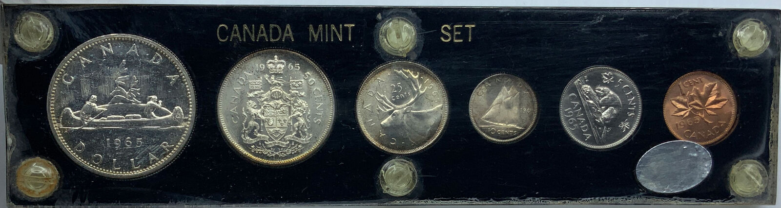 1965 CANADA Queen Elizabeth II MINT SET of 6 Coins 4 are Silver Dollar i114730