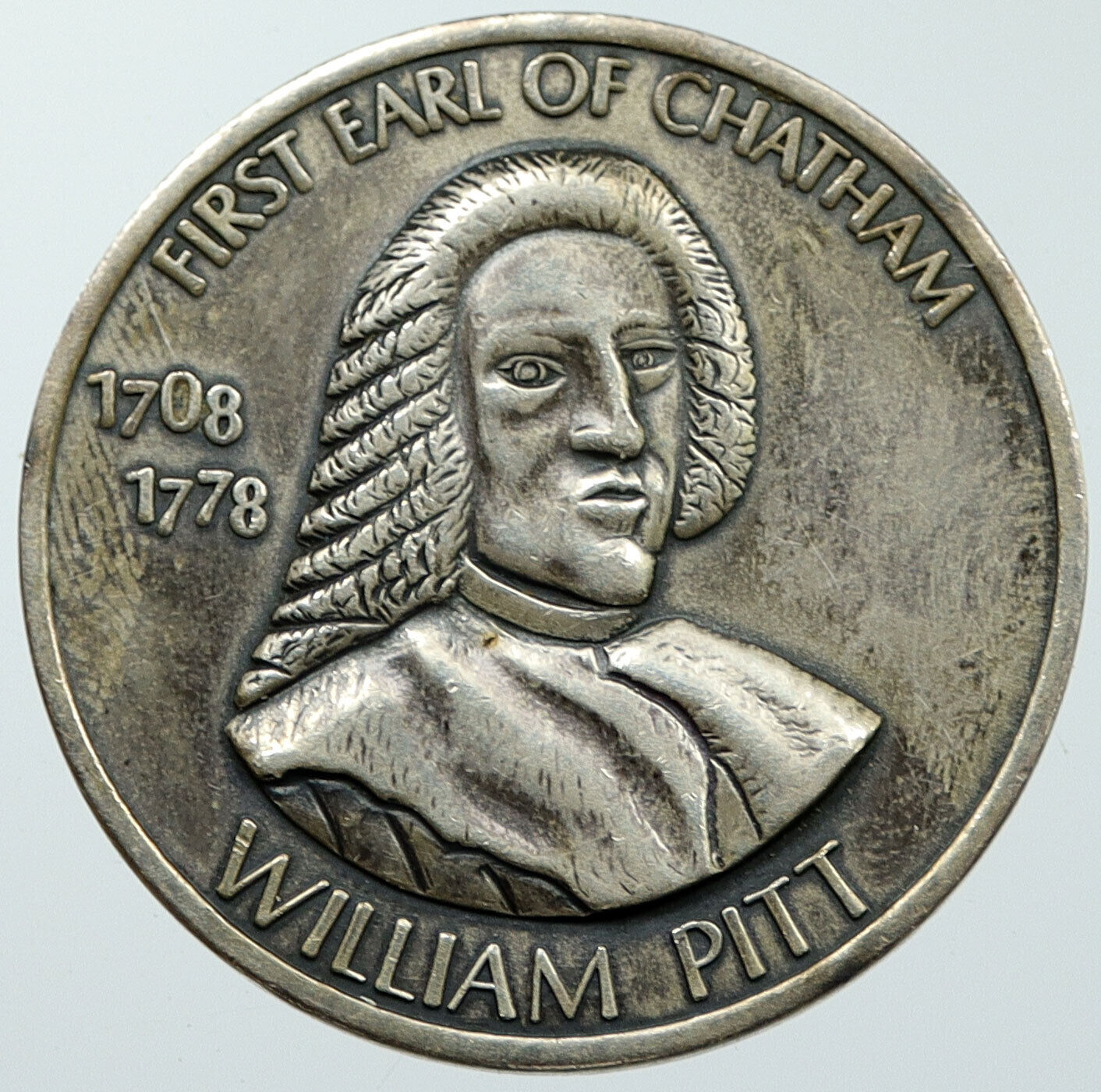 1971 UK United Kingdom Earl of CHATHAM William Pitt Antique Silver Medal i116559