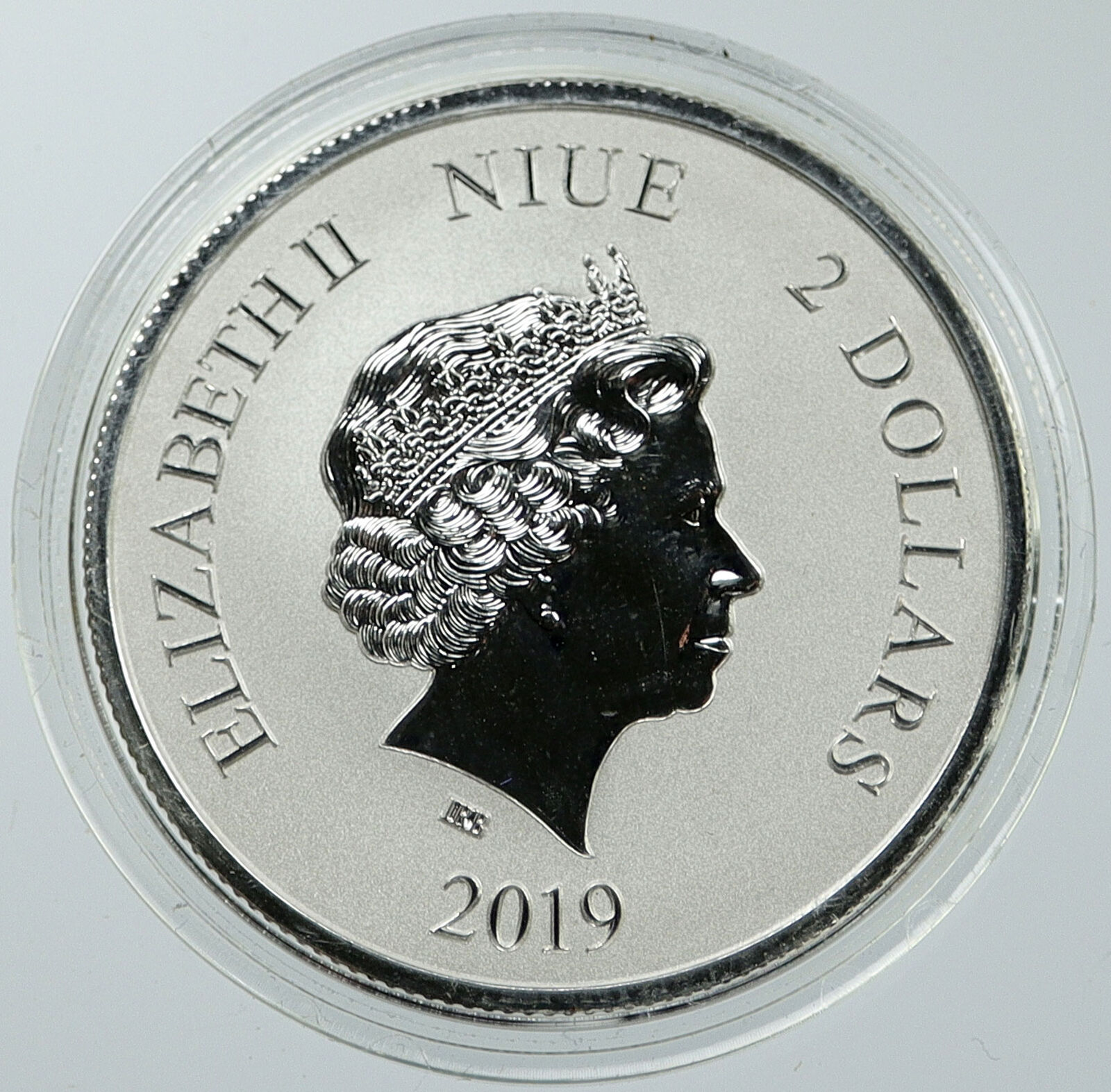 2019 NIUE UK Elizabeth II WHITE TIGER 1 OZ Proof Silver $2 Dollar Coin i116561