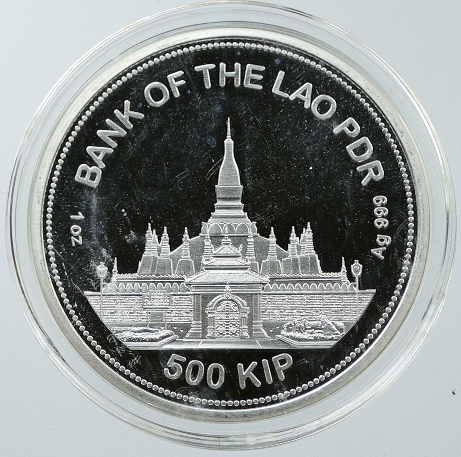 2021 LAOS PDR Panthera Tigris Wild Tiger 1 OZ Proof Silver 500 Kip Coin i116546