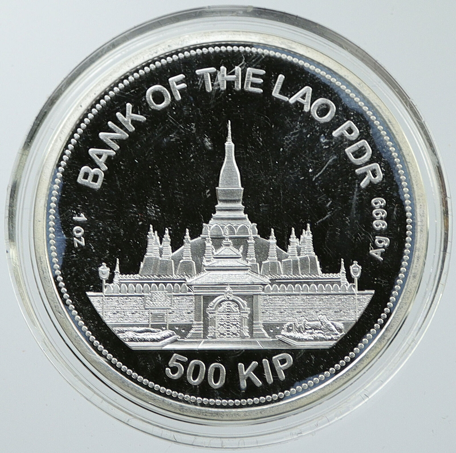 2021 LAOS PDR Panthera Tigris Wild Tiger 1 OZ Proof Silver 500 Kip Coin i116565