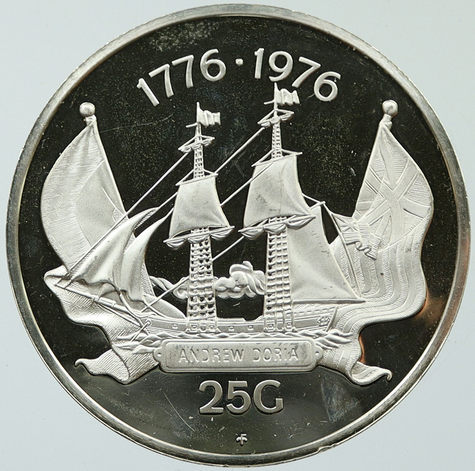 1976 NETHERLANDS ANTILLES Juliana US BICENTENNIAL Proof Silver 25 G Coin i116487