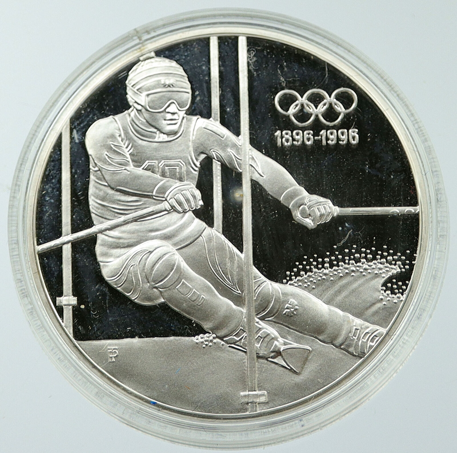 1995 AUSTRIA Centennial OLYMPICS SLALOM SKIING Proof Silver 200 Sch Coin i116495