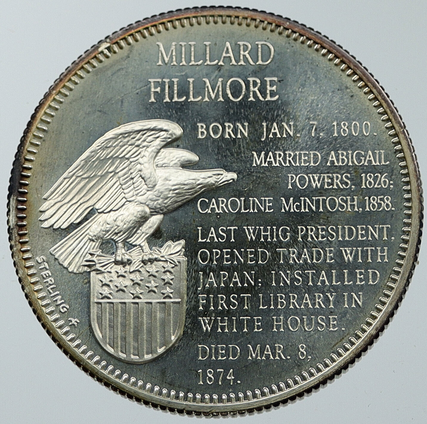 1970 USA United States PRESIDENT MILLARD FILLMORE FM Proof Silver Medal i116612