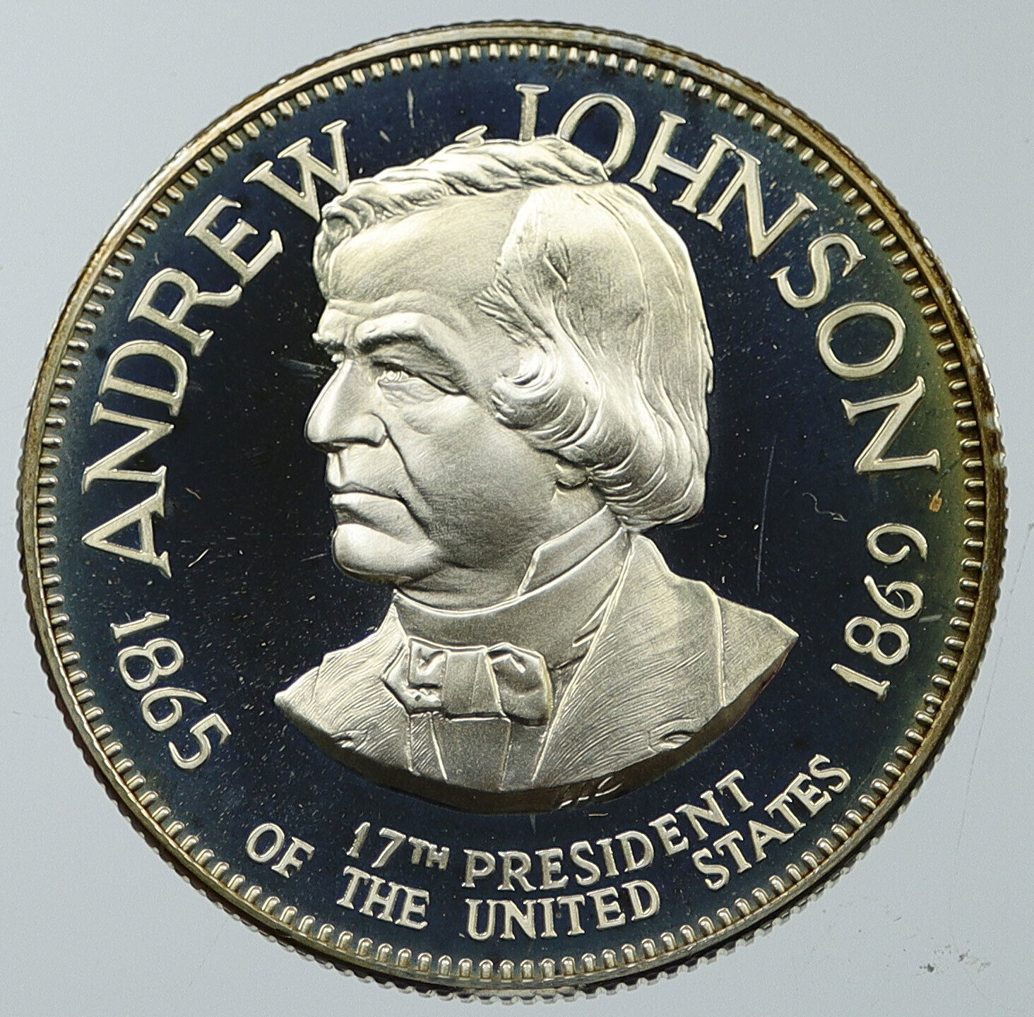 1970 USA United States PRESIDENT ANDREW JOHNSON FM Proof Silver Medal i116614