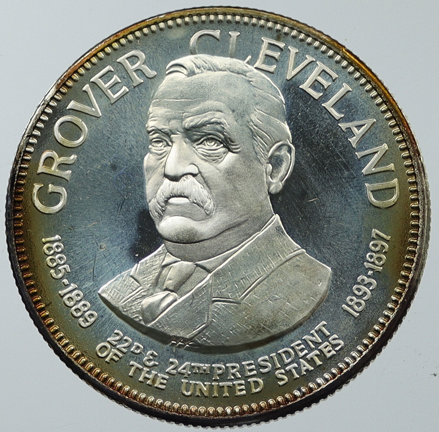 1970 USA United States PRESIDENT GROVER CLEVELAND FM Proof Silver Medal i116618