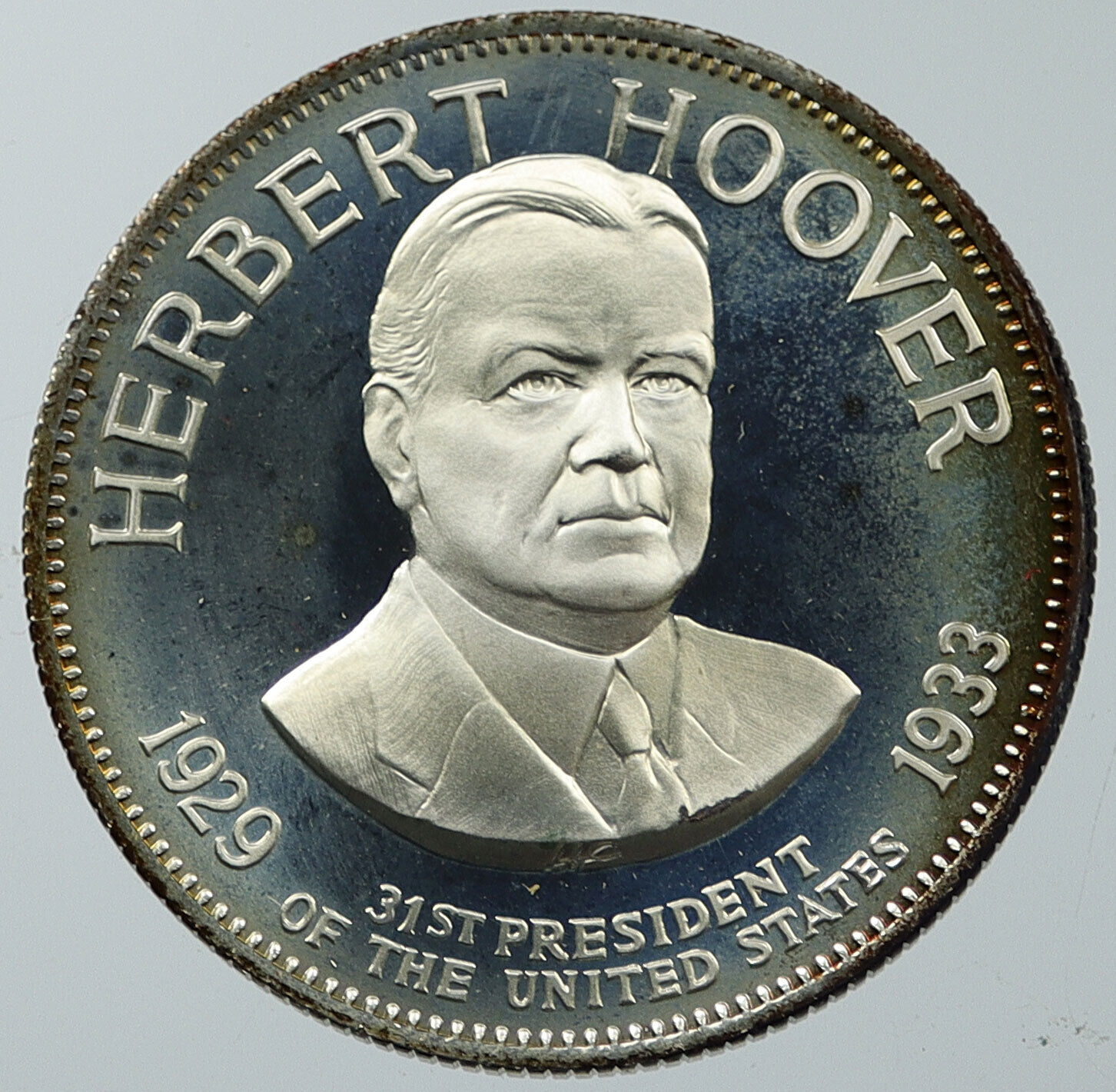 1970 USA United States PRESIDENT HERBERT HOOVER FM Proof Silver Medal i116622