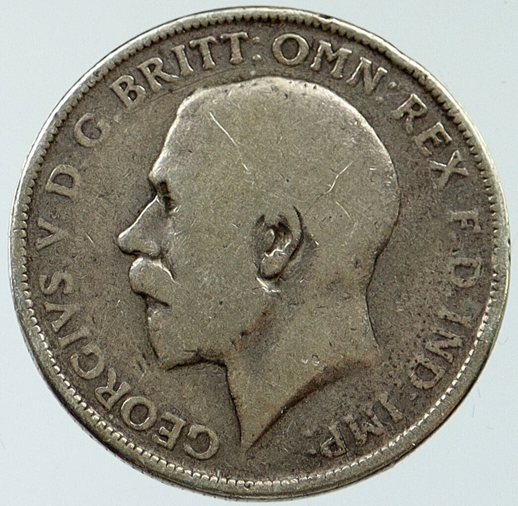 1917 GREAT BRITAIN UK United Kingdom King George V SILVER FLORIN Coin i116780