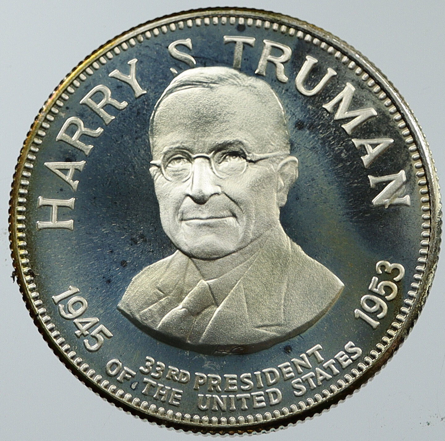 1970 USA United States PRESIDENT HARRY TRUMAN Old FM Proof Silver Medal i116621