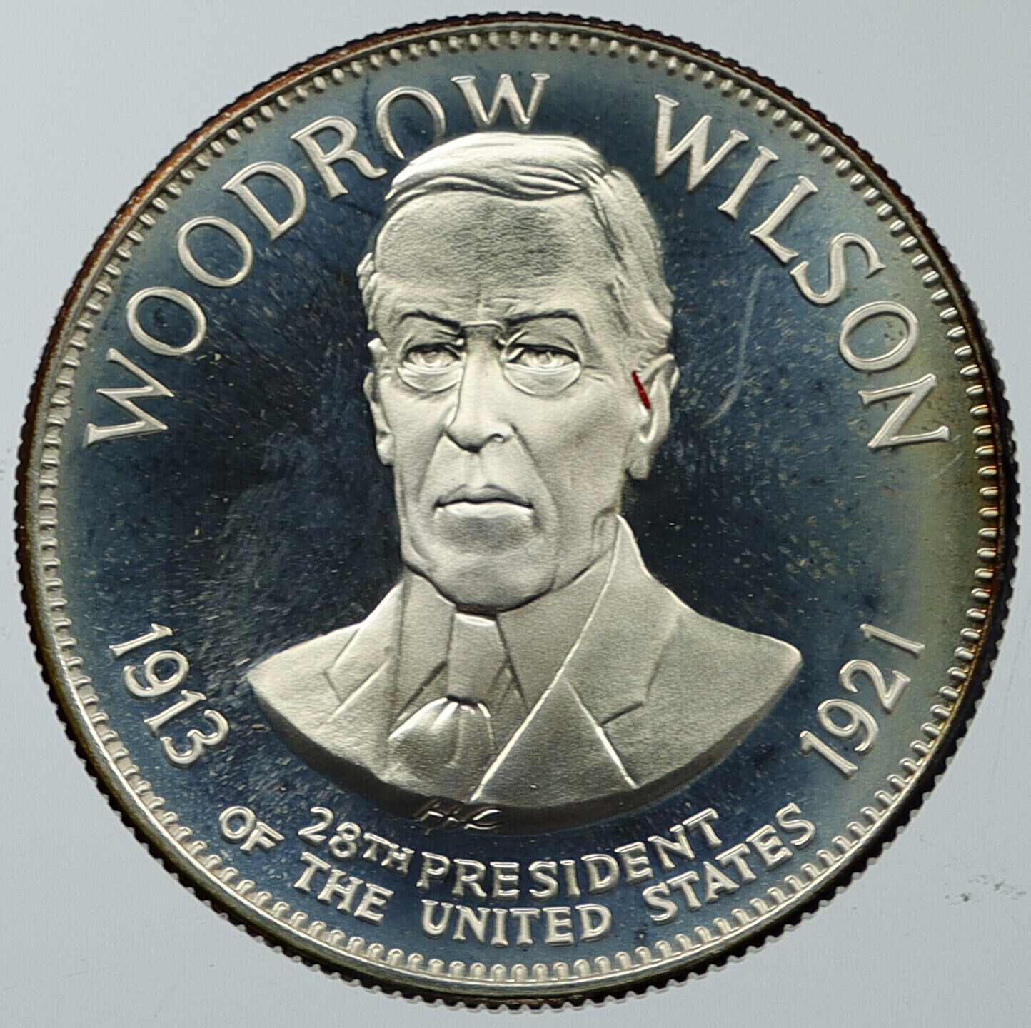 1970 USA United States PRESIDENT WOODROW WILSON FM Proof Silver Medal i116623