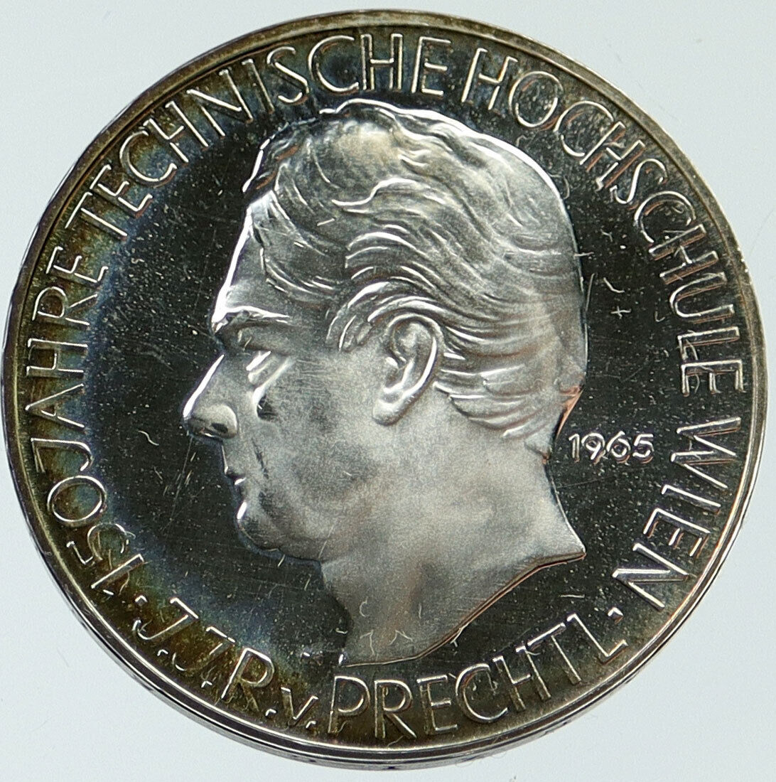 1965 AUSTRIA Vienna Tech School JJ Prechtl Proof Silver 25 Schlling Coin i116790