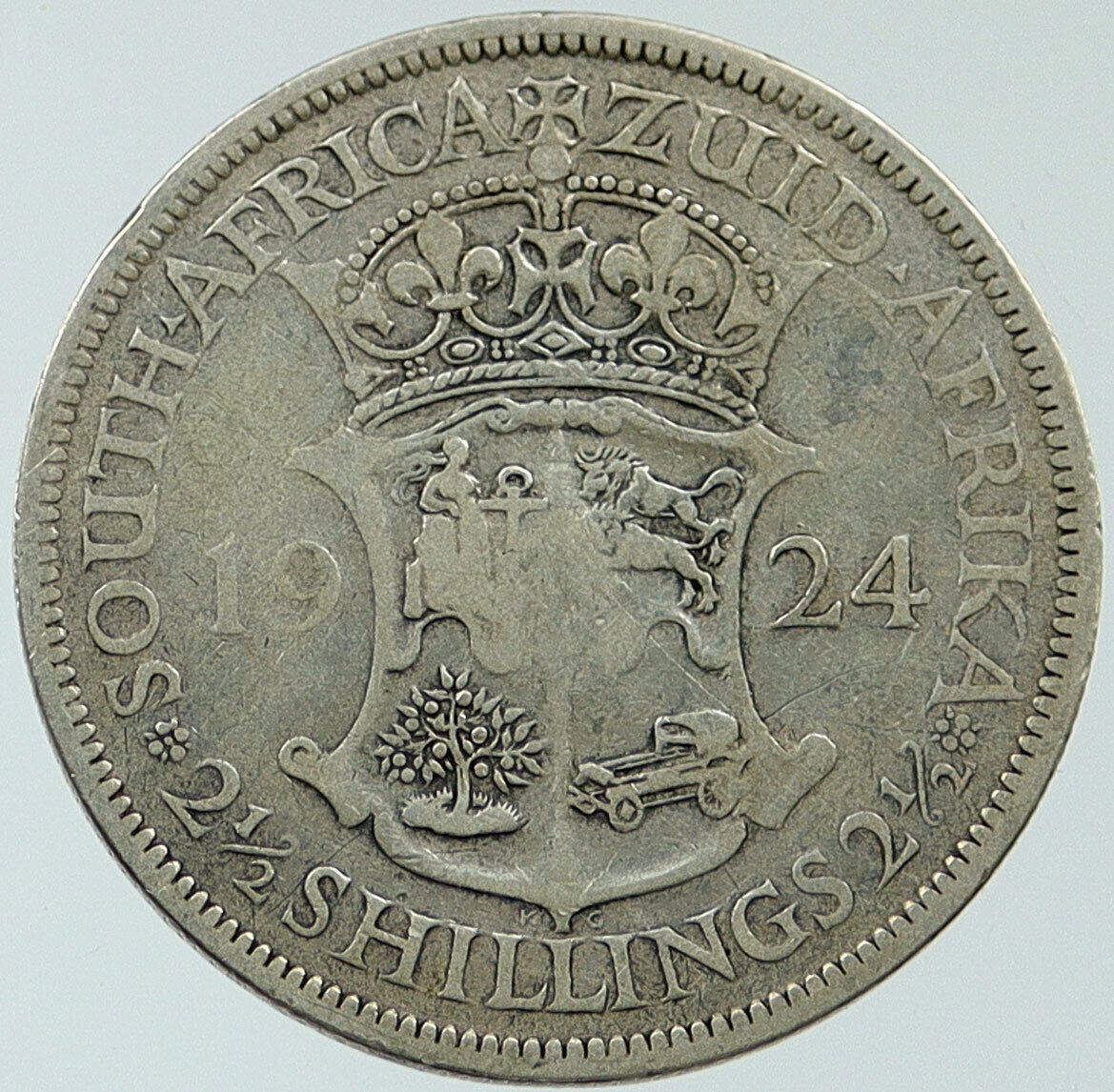 1924 SOUTH AFRICA under UK King GEORGE V Vintage OLD Silver Florin Coin i116800