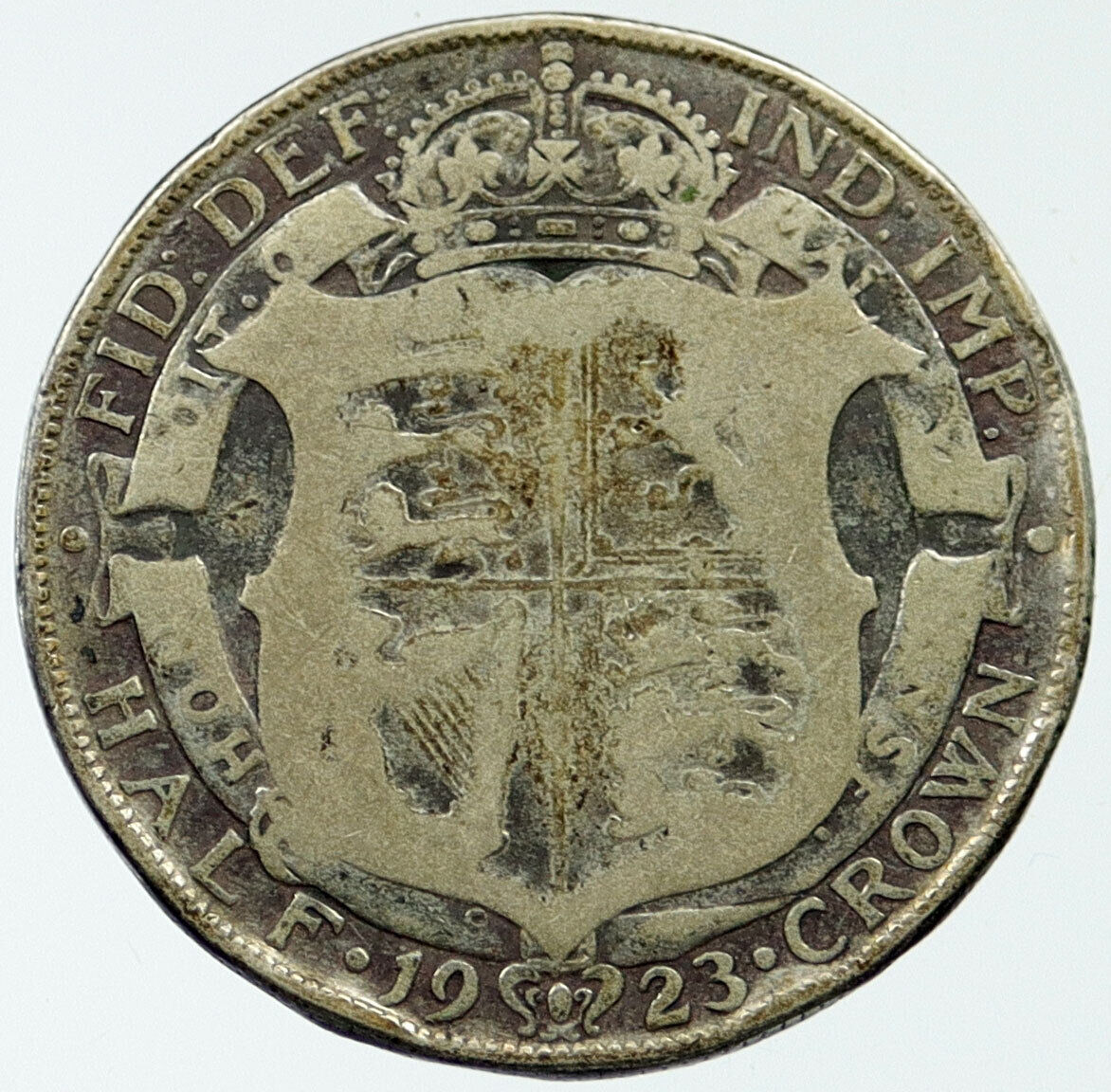 1923 Great Britain United Kingdom King GEORGE V Silver Half Crown Coin i116794