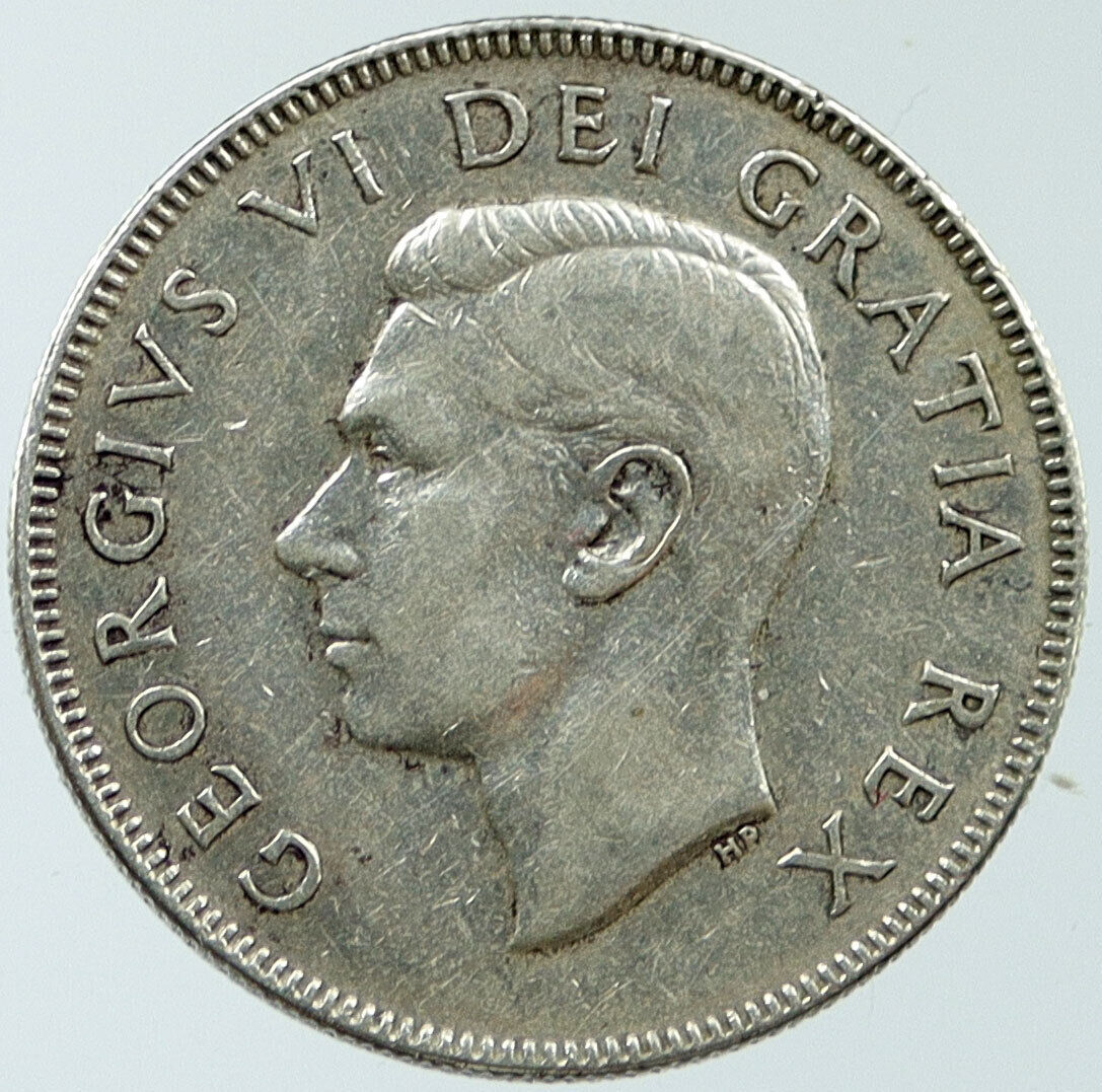 1950 CANADA UK King GEORGE VI Lions Crown Large Old SILVER 50 Cents Coin i116804