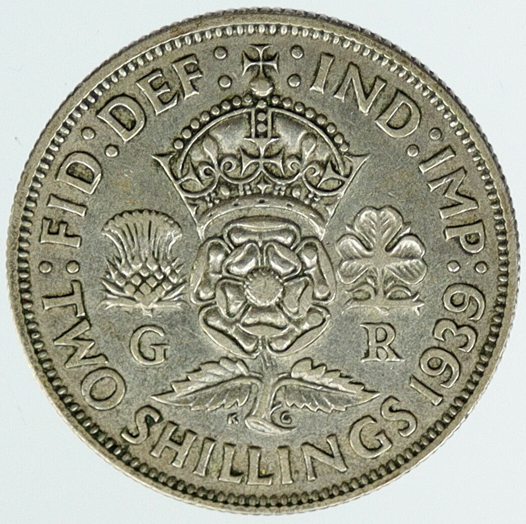 1939 United Kingdom Great Britain GEORGE VI Silver Florin 2Shilling Coin i116795