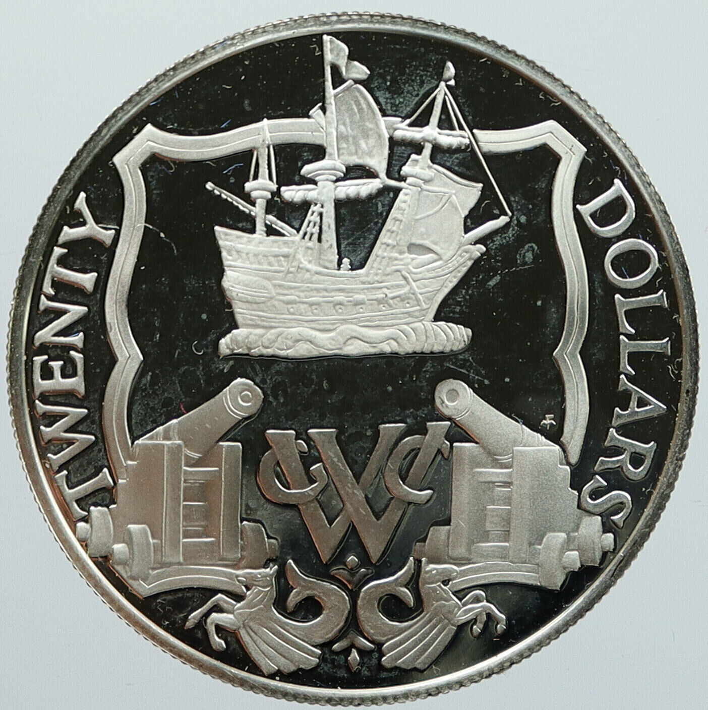 1985 British Virgin Islands Treasure SHIP DUTCH Proof Silver $20 Coin i116859