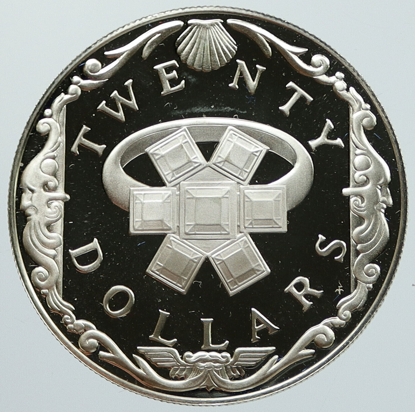 1985 British Virgin Islands Ship Treasure Ring OLD Proof Silver $20 Coin i116860