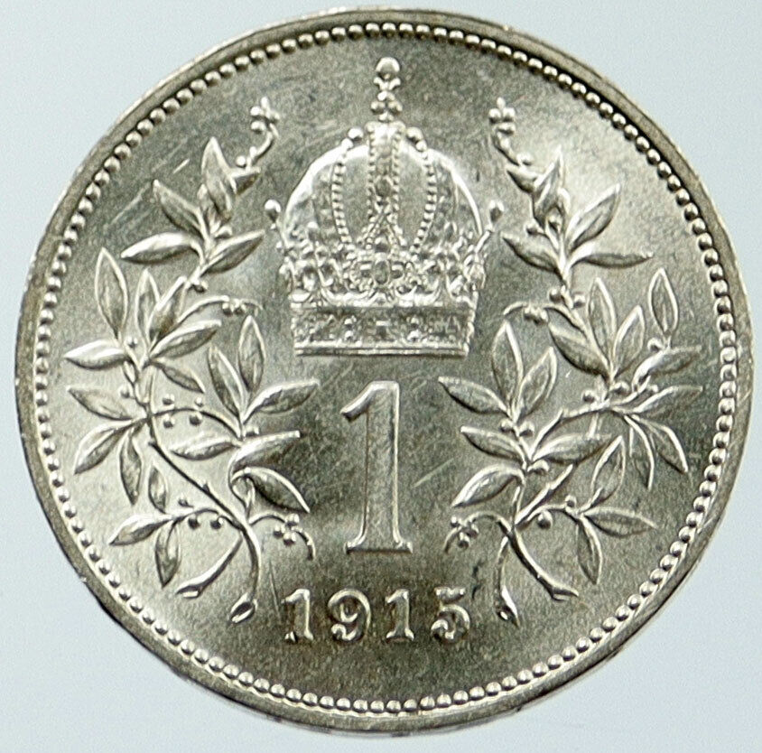 1915 AUSTRIA w KING FRANZ JOSEPH I Eagle VINTAGE Old Silver Corona Coin i116869