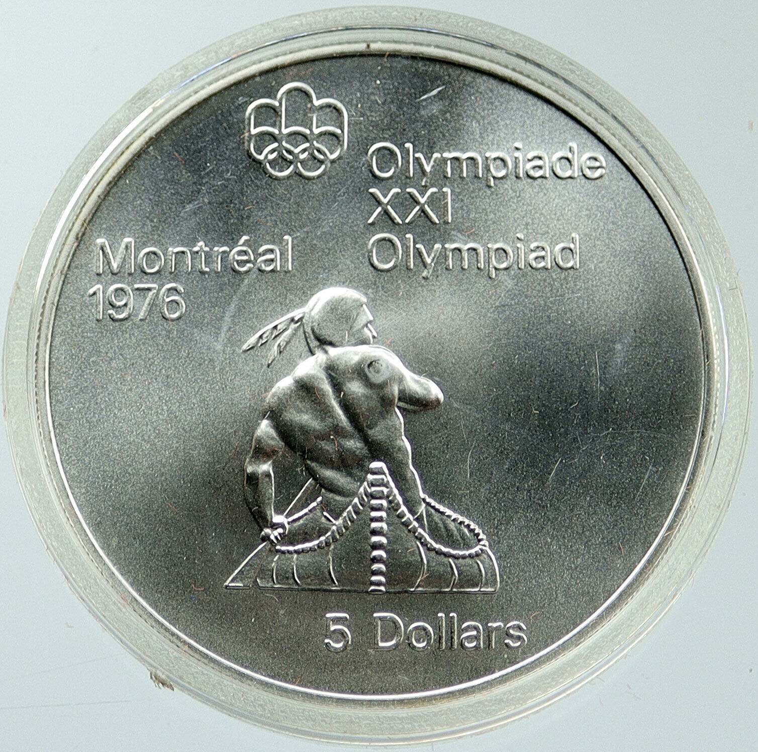 1974 CANADA UK Elizabeth II Olympic Montreal Native BU Silver $5 Coin i116873