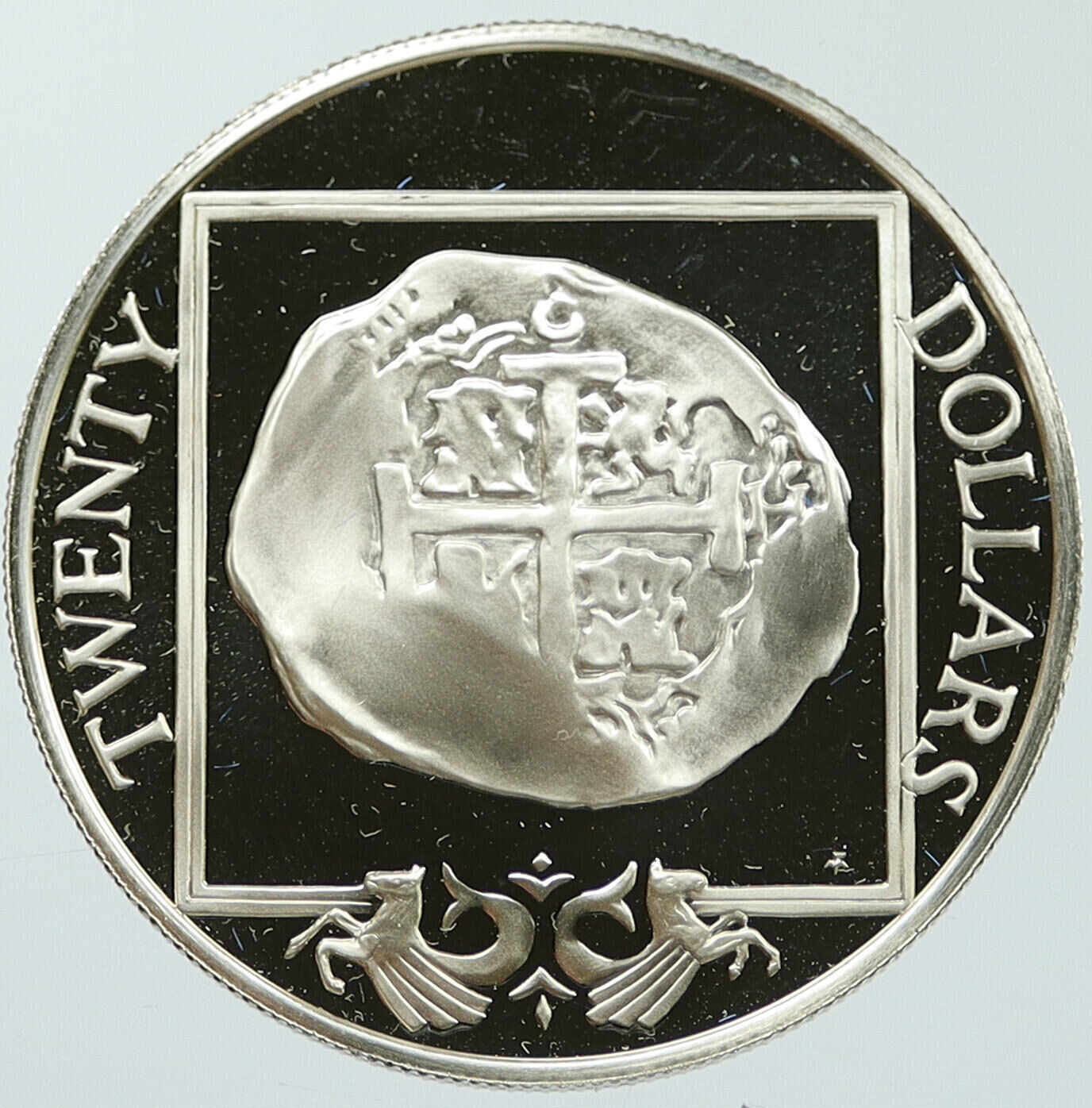 1985 British Virgin Islands TREASURE Ancient Coin Proof Silver $20 Coin i116856