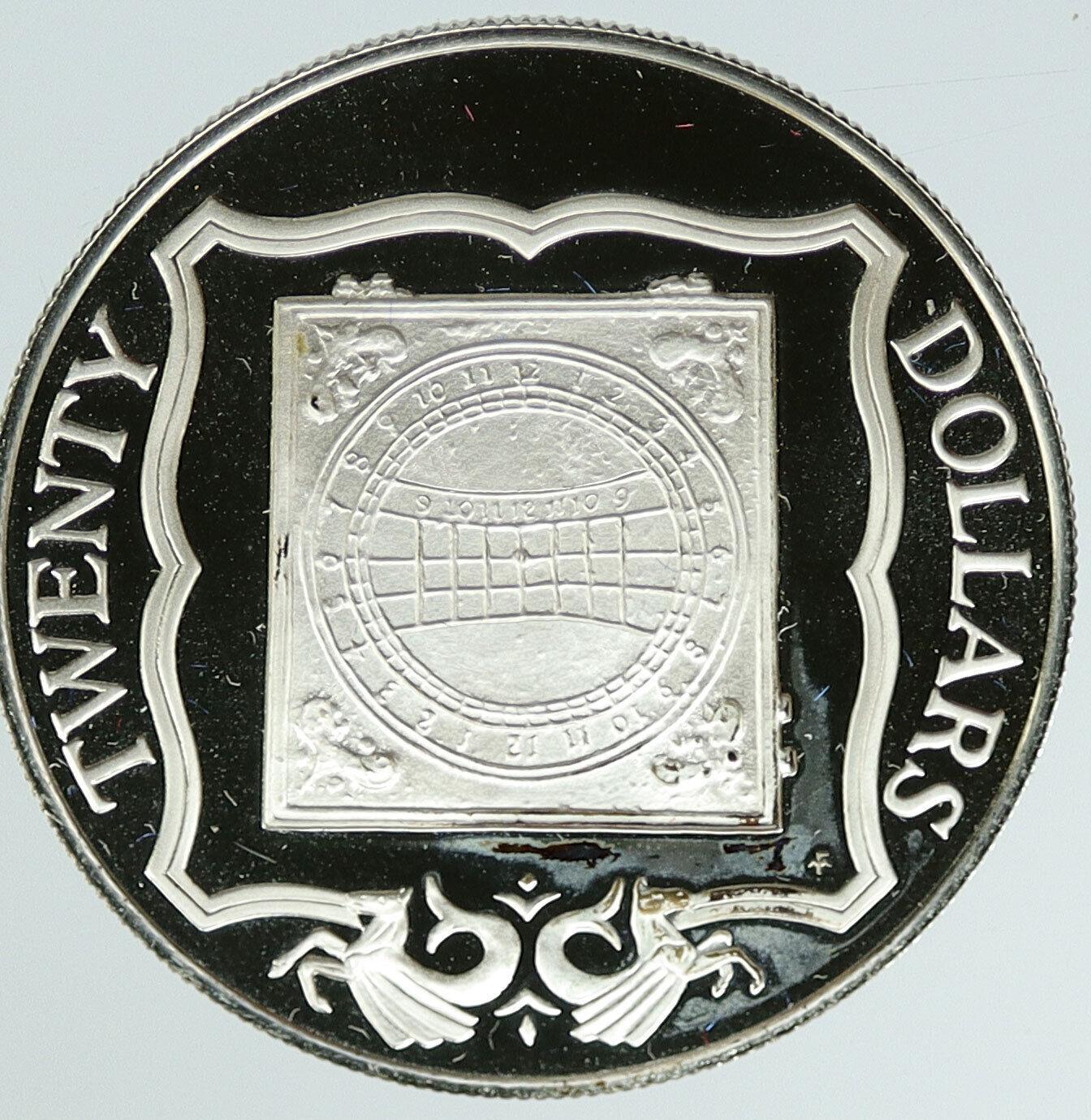 1985 British Virgin Islands Treasure SUNDIAL Old Proof Silver $20 Coin i116844