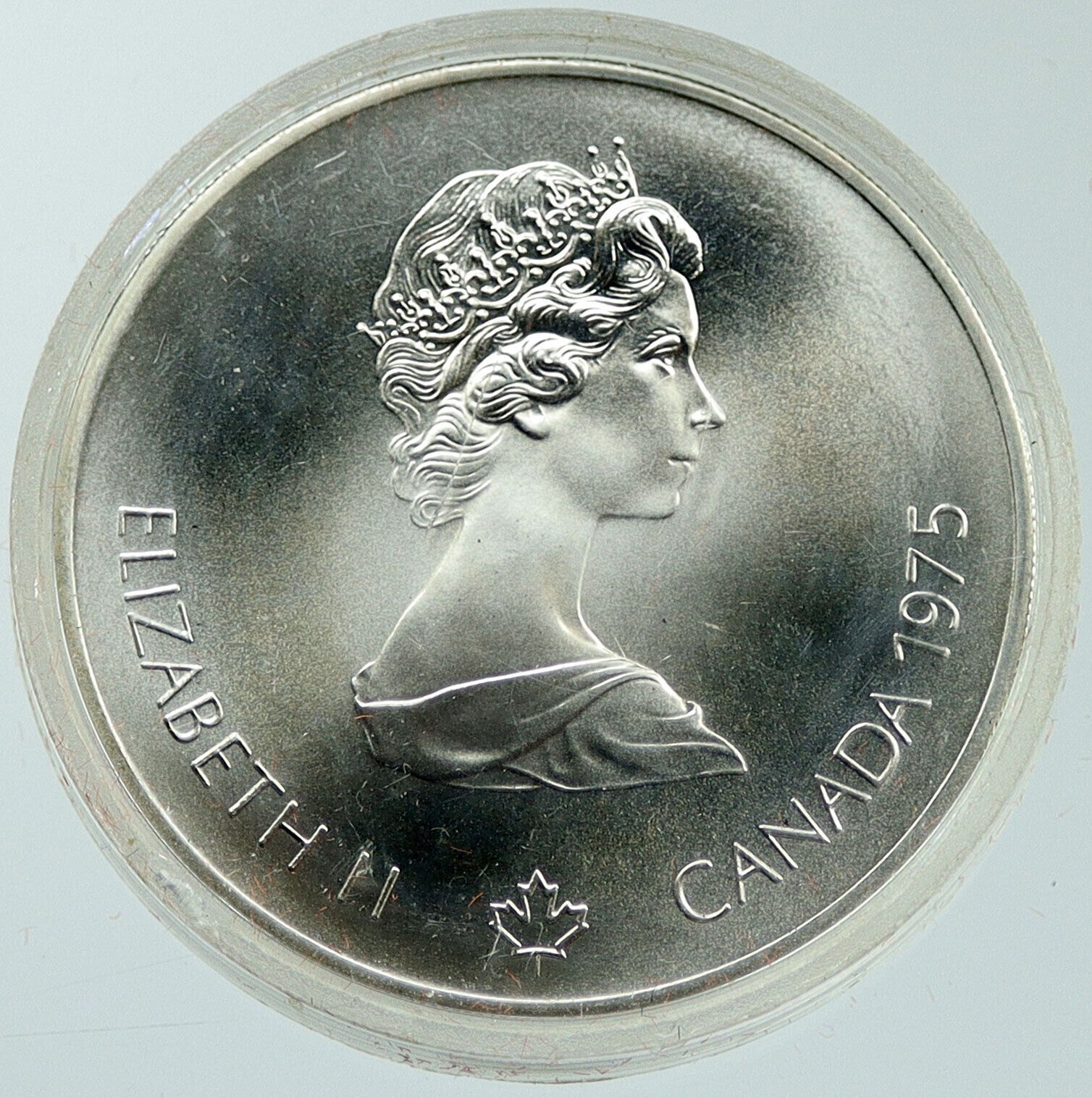 1975 CANADA Elizabeth II Olympics Marathon Athlete Old BU Silver $5 Coin i116874