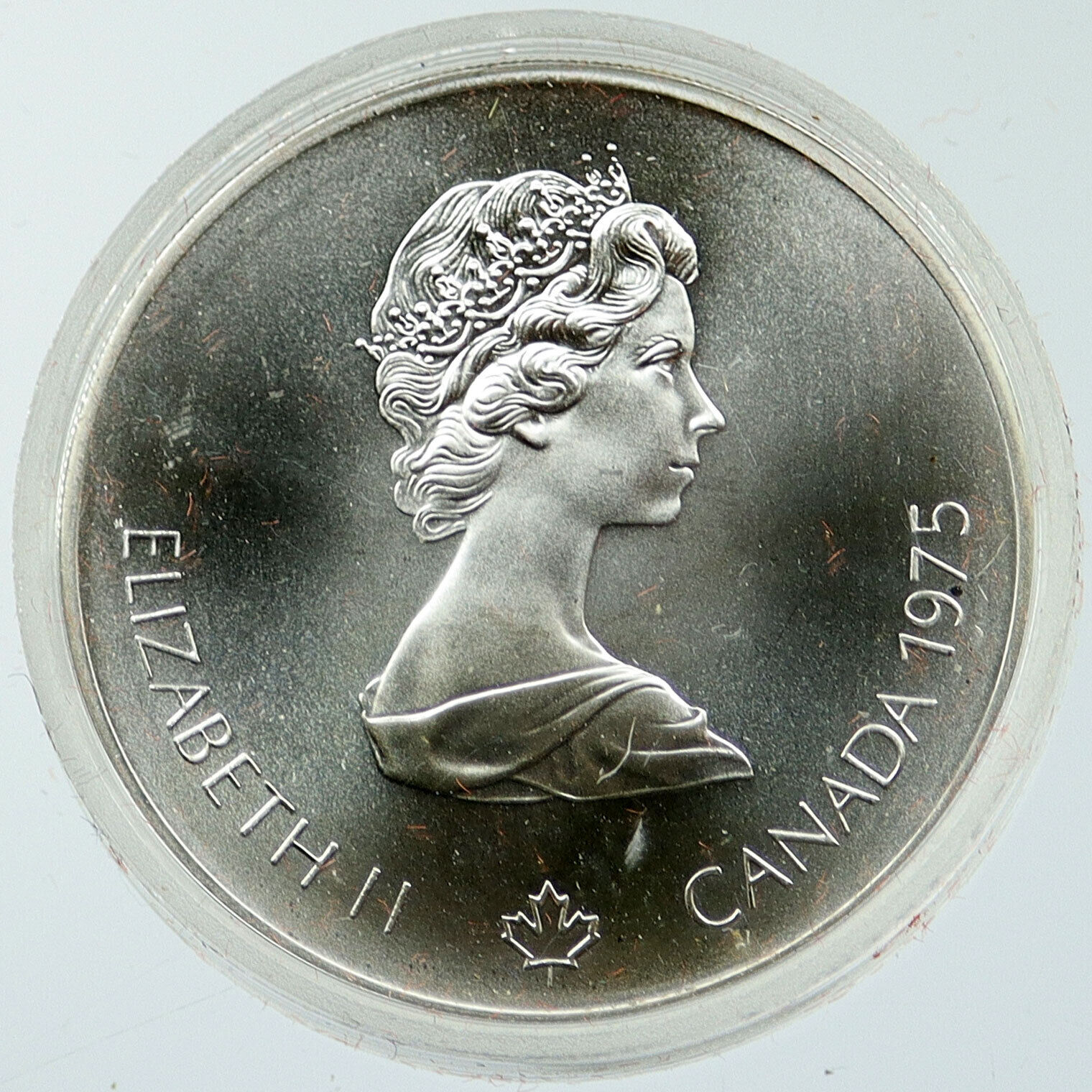 1975 CANADA UK Elizabeth II Olympics Montreal Diving BU Silver $5 Coin i116881