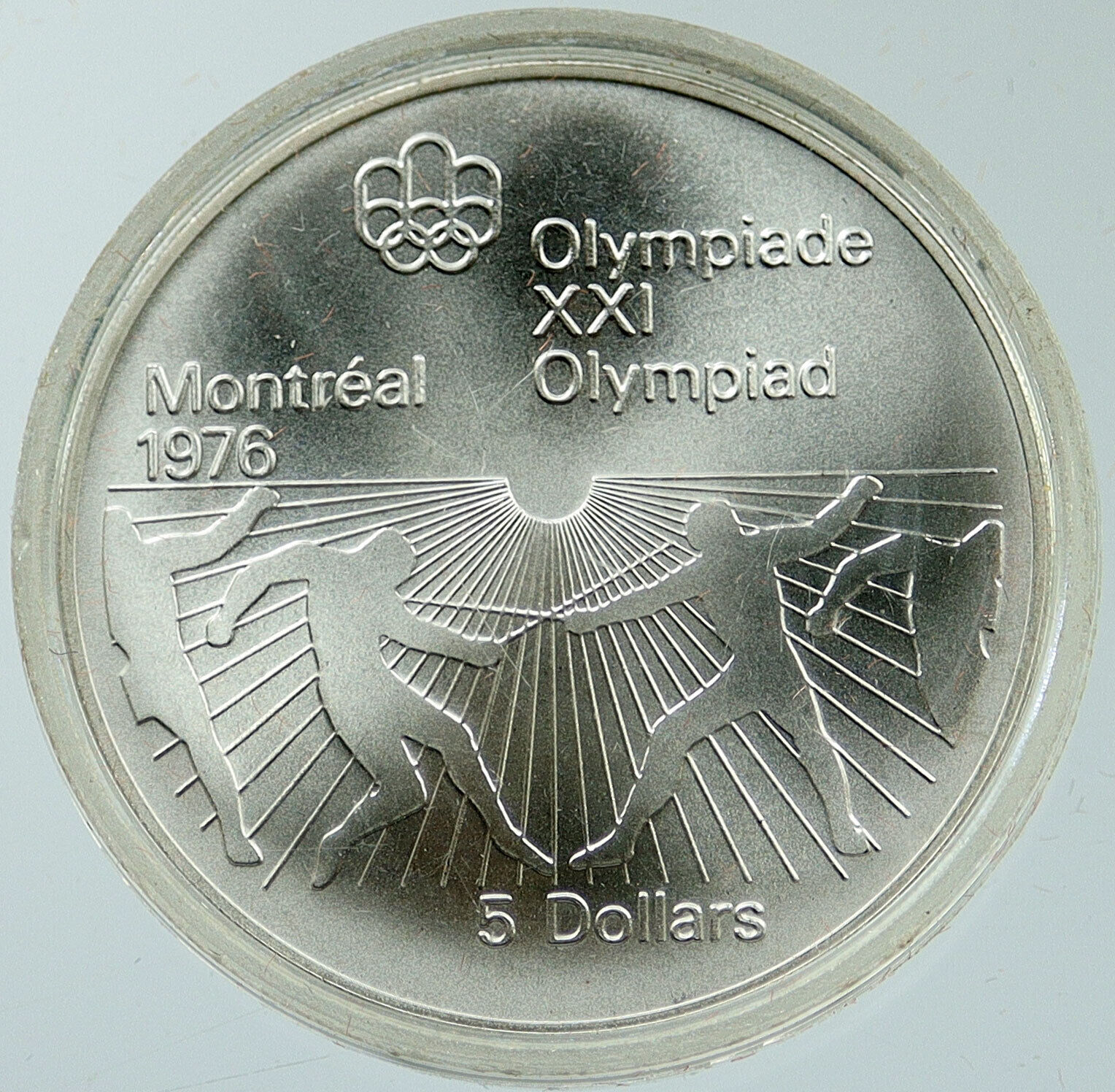 1976 CANADA Elizabeth II Olympics Montreal FENCING Old BU Silver $5 Coin i116882