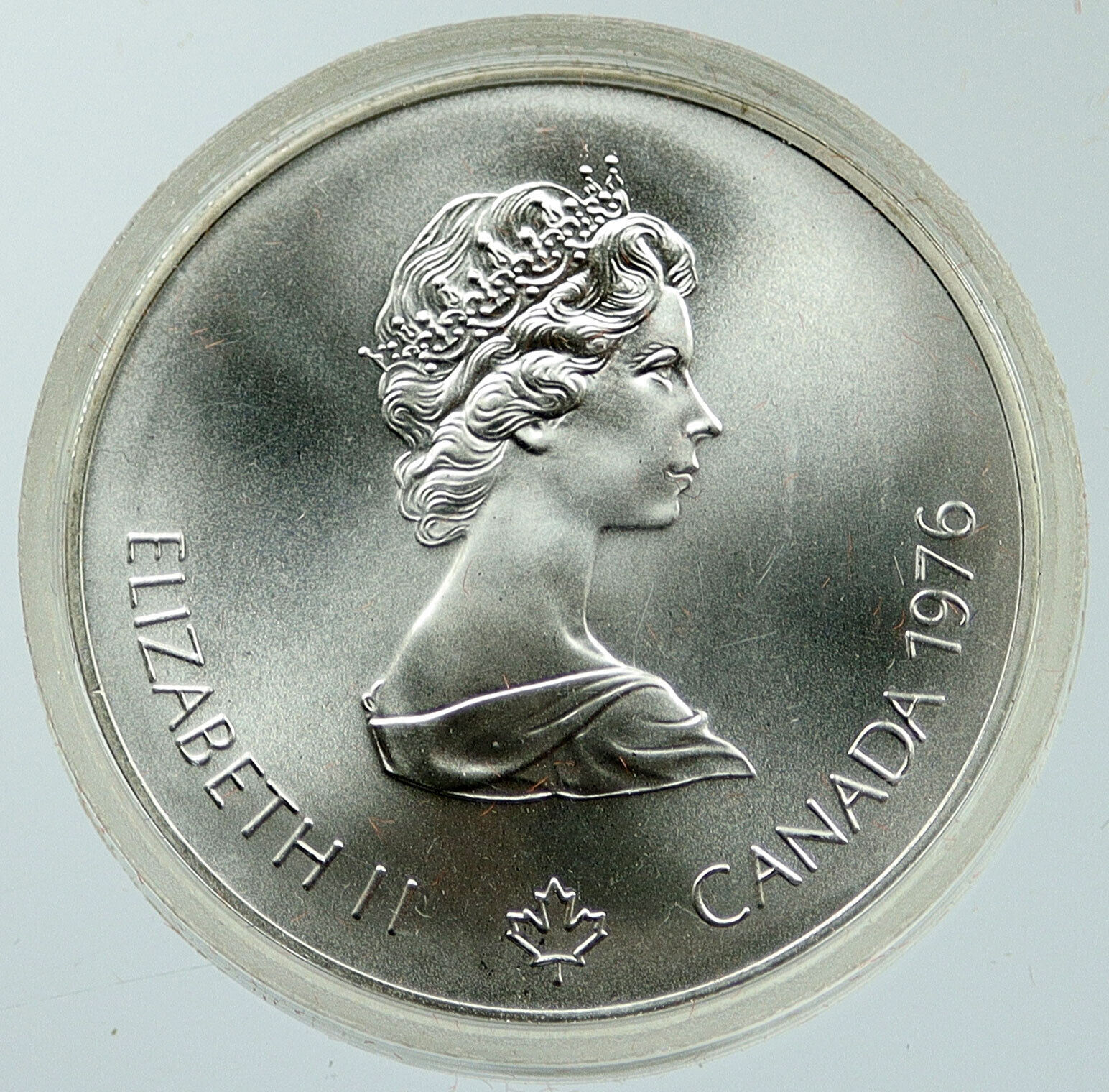 1976 CANADA Elizabeth II Olympics Montreal FENCING Old BU Silver $5 Coin i116882