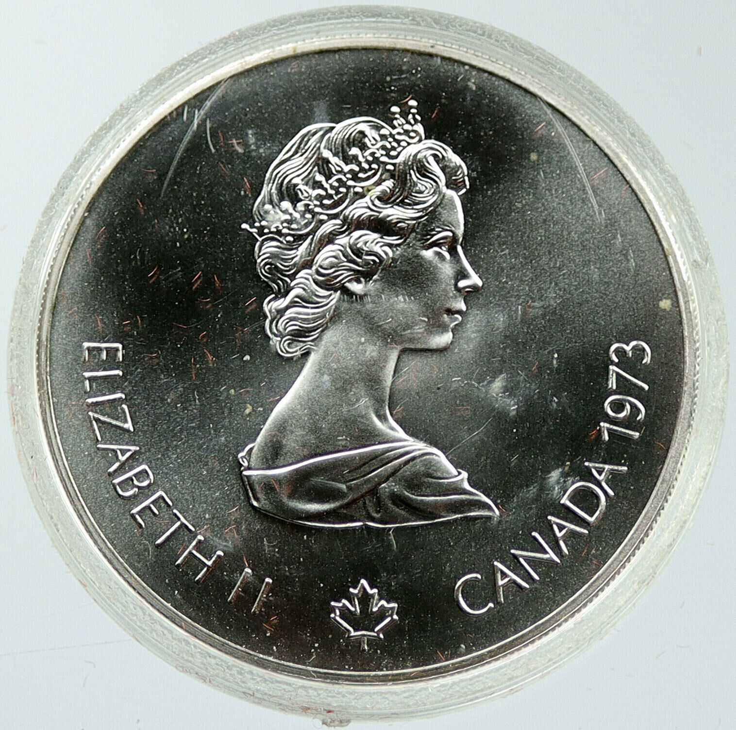 1973 CANADA Elizabeth II Olympics Montreal World Map BU Silver $5 Coin i116875