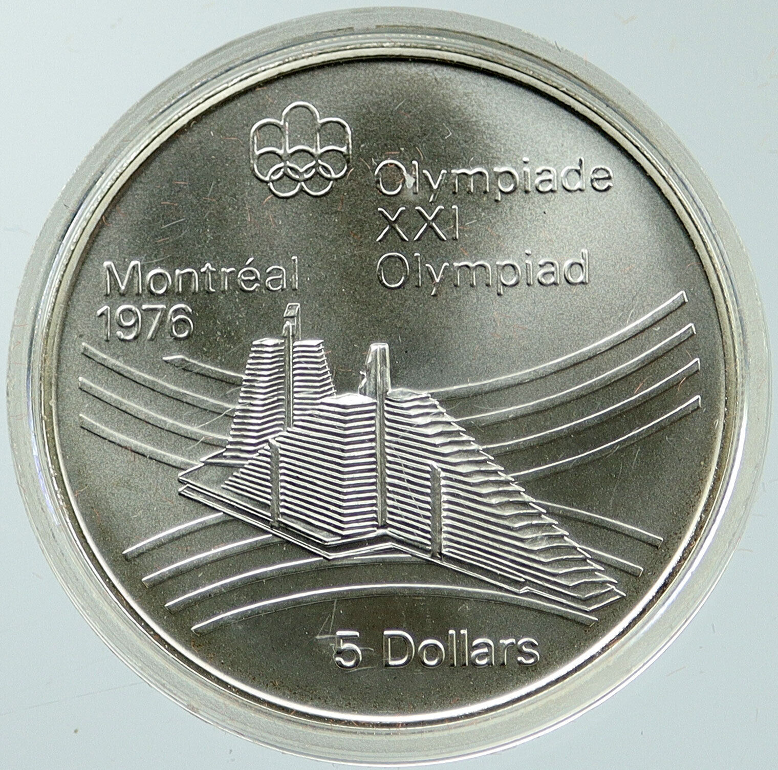 1976 CANADA UK Elizabeth II Olympics Montreal Village BU Silver $5 Coin i116883
