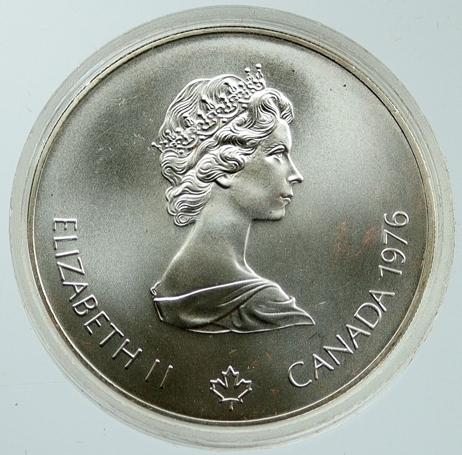 1976 CANADA UK Elizabeth II Olympics Montreal Village BU Silver $5 Coin i116883