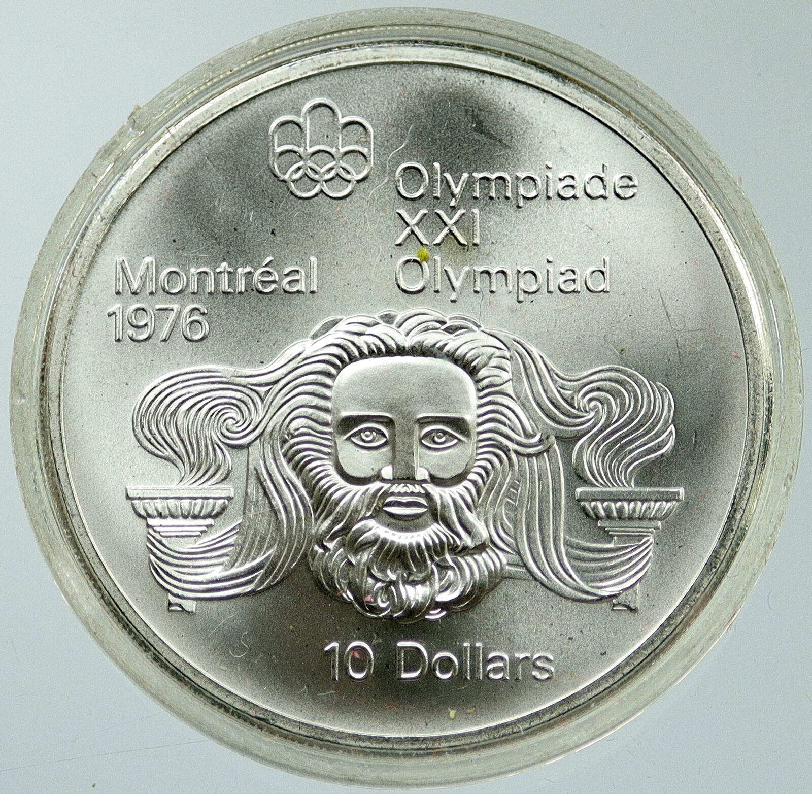 1974 CANADA Elizabeth II Olympics Montreal ZEUS Old BU Silver $10 Coin i116879