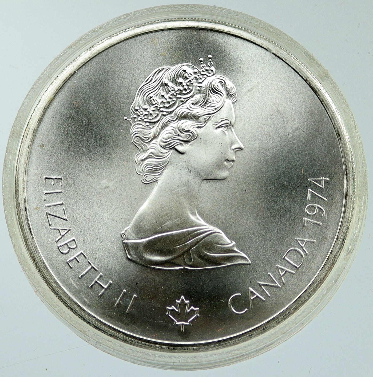 1974 CANADA Elizabeth II Olympics Montreal ZEUS Old BU Silver $10 Coin i116879